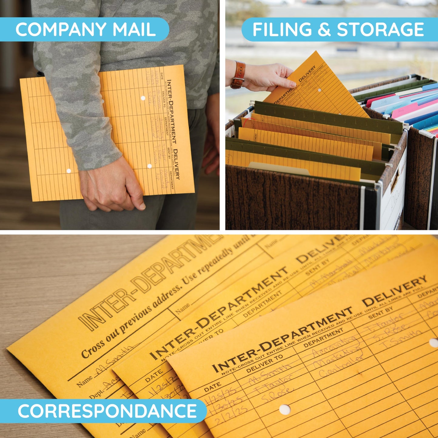 Blue Summit Interoffice Envelopes with String 9x12, String Tie, Brown Kraft, Interdepartment Envelopes, 9 x 12 Inches – 100 Envelopes