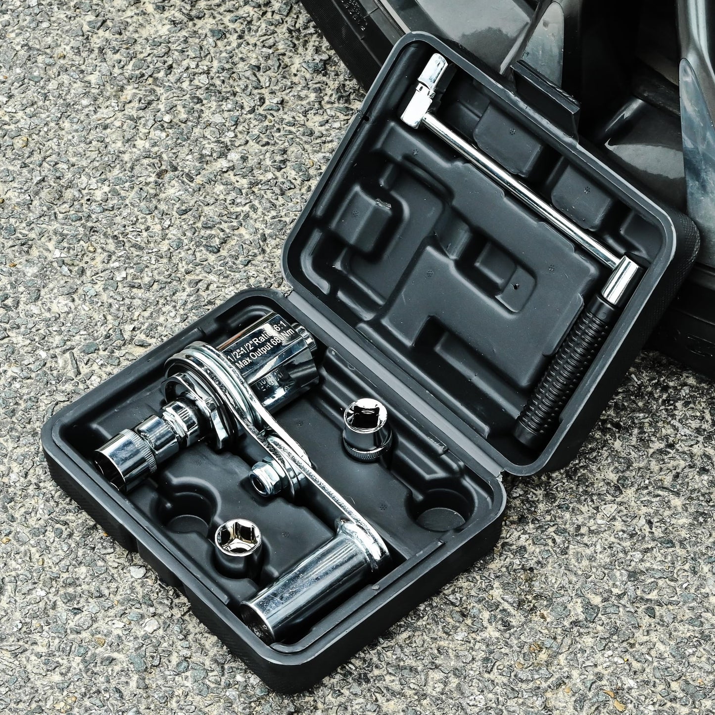 Torque Wrench, Portable Wrench Sockets Set, Lug Nut Remover, Multiplier Set 1/2” DR w/ 3 Sockets, Labor Saving Hand Lug Nut Wrench Kit (Max 680N/M, Upgraded 8-Point)