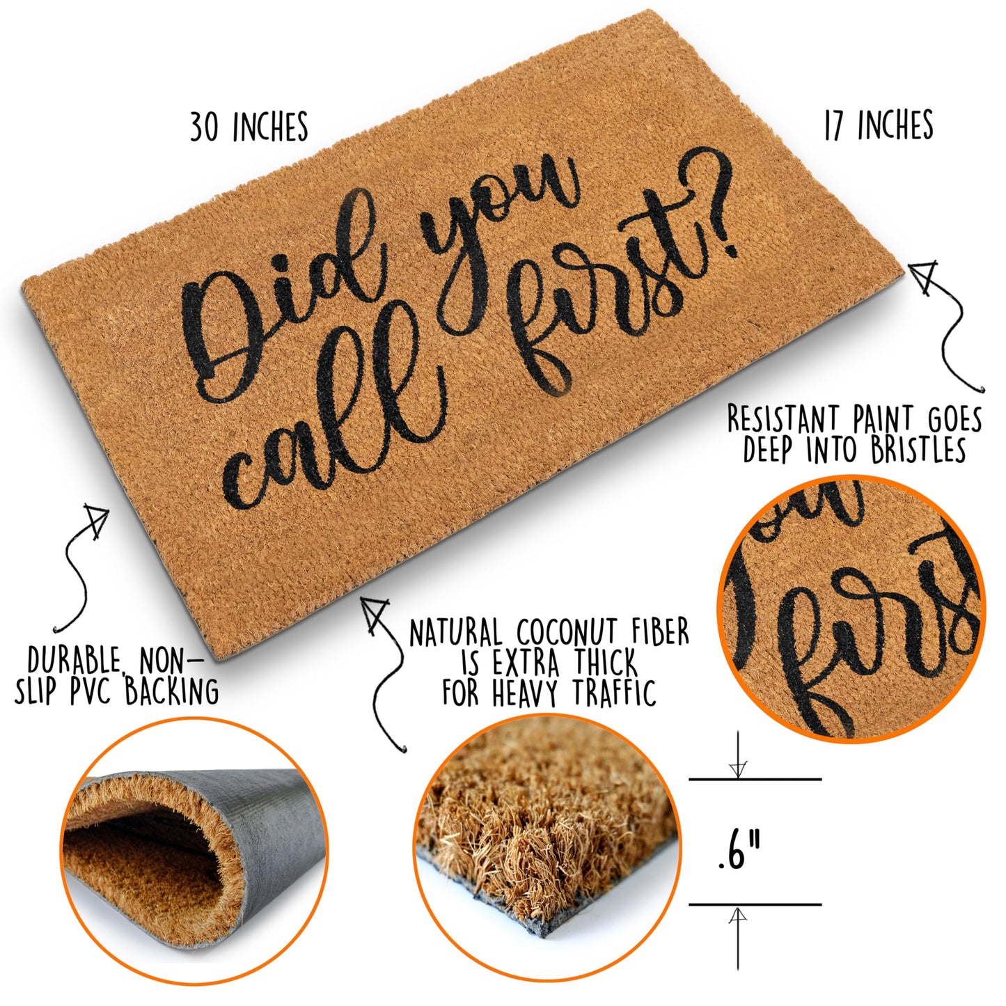 Did You Call First Doormat 30x17 Inch, Funny Doormat, Outdoor Spaces, Did You Call First Door Mat, Funny Door Mats for Outside Entry, Welcome Mats Outdoor
