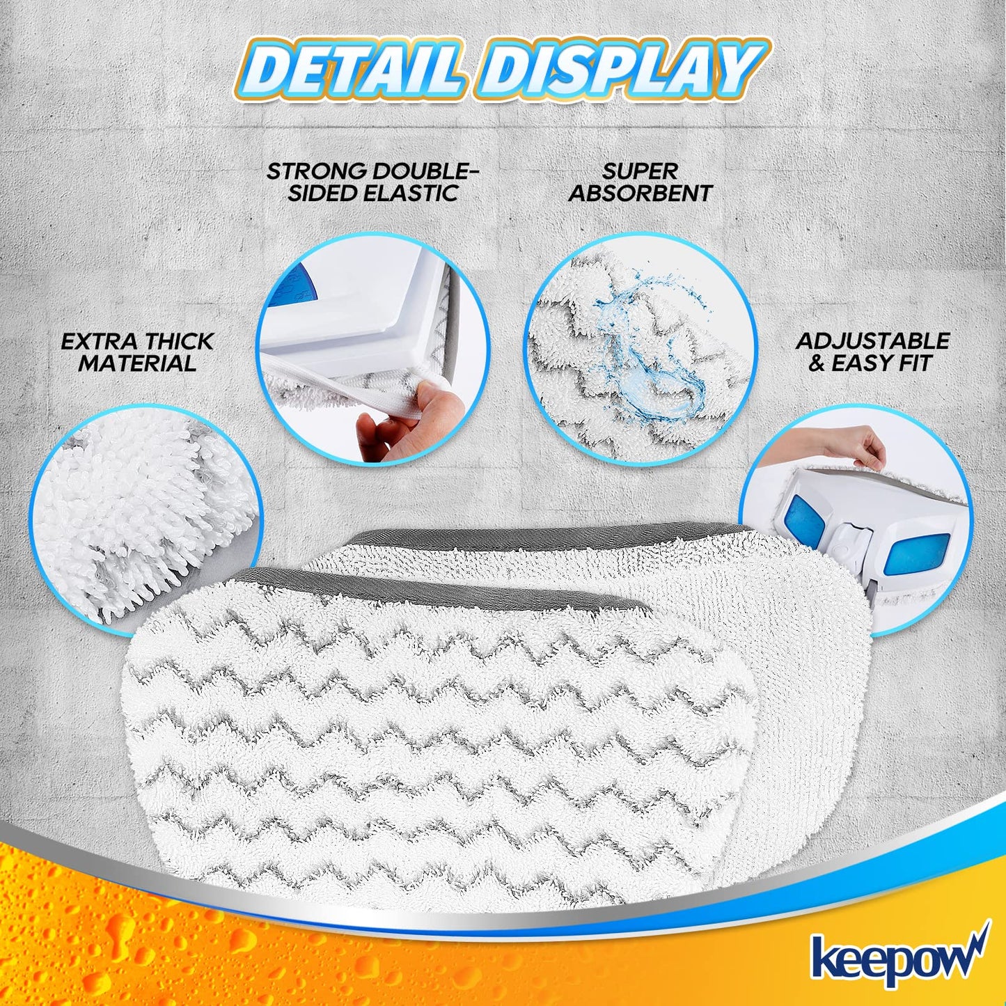 KEEPOW Steam Mop Replacement Pads Compatible with Bissell Powerfresh Steam Mop 1940 1544 1440 Series, 19401, 1544A, 1440, 1940W, 19404, 1806, 1940A, 5938, 19408, 1940Q (5+5 Pack)