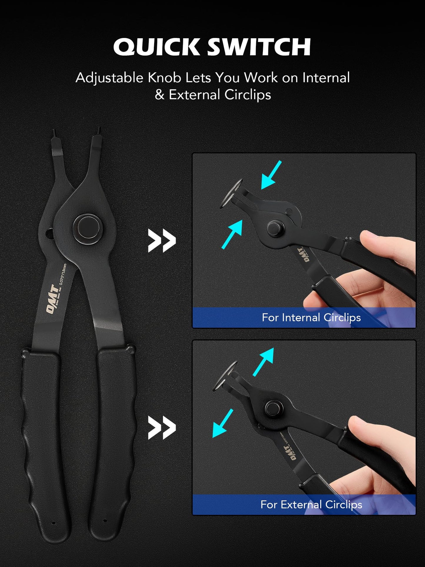 Orion Motor Tech 10pc Snap Ring Pliers Set, Internal & External Circlip Pliers With Bent & Straight Pliers, Hook Pick, Heavy Duty Removal Tool, Storage Case & Gloves