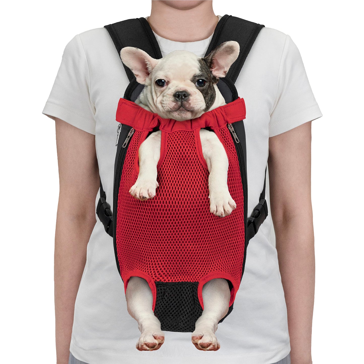 PetAmi Dog Carrier Backpack, Adjustable Dog Pet Cat Front Carrier Backpack | Ventilated Dog Chest Carrier for Hiking Camping Travel, Sling Bag for Small Medium Dog Cat Puppies, Small, 5-9 lbs, Red