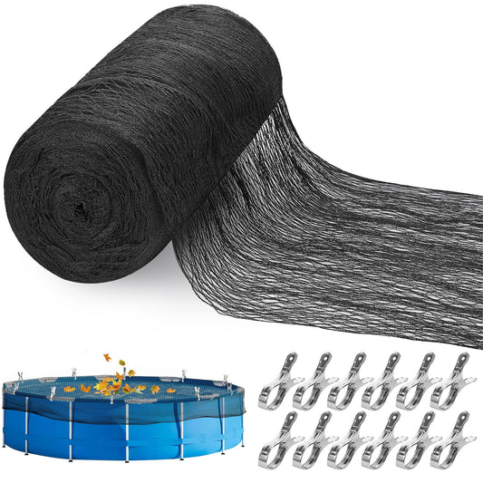 Adnee 21 Feet Round Pool Leaf Net Cover - Pool Safety Net with 12 Pcs Swimming Pool Cover Clips - Winter Cover Mesh Cover for 18FT Above Ground Pool, Keeps Leaves Out of Your Pool
