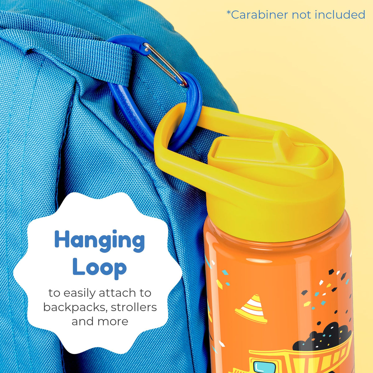 BOZ Kids Insulated Water Bottle with Straw Lid - Two-Pack Bundle, Construction/Safari, Stainless Steel Vacuum Double Wall Water Cup, 14 oz (414ml). Scratch-Resistant and Carry Handle, Dishwasher-Safe