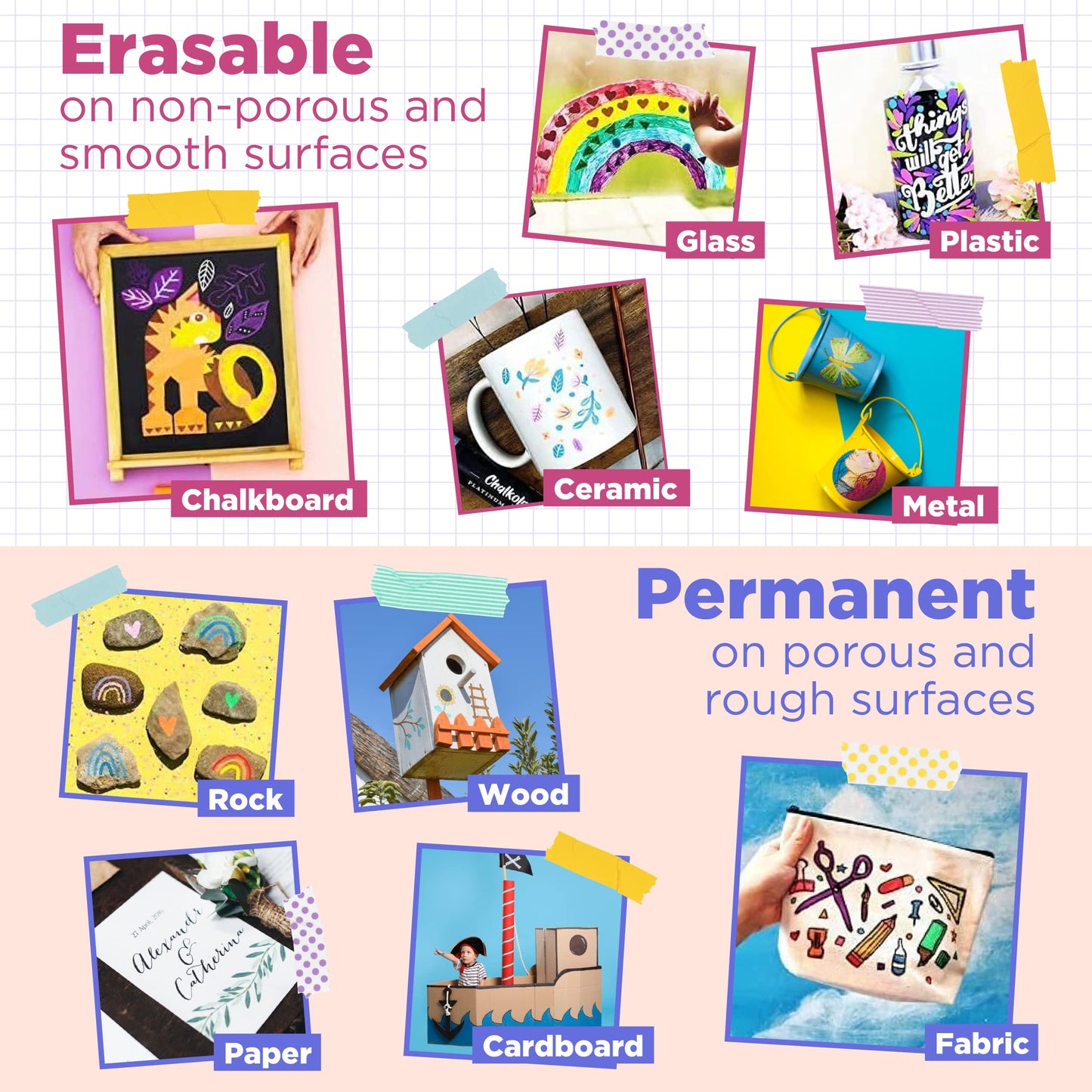 Chalkola Chalk Markers - Pack of 40 (Neon, Classic & Metallic) Chalk Pens - For Chalkboard, Blackboard, Window, Labels, Bistro, Glass - Wet Wipe Erasable - 6mm Reversible Tip