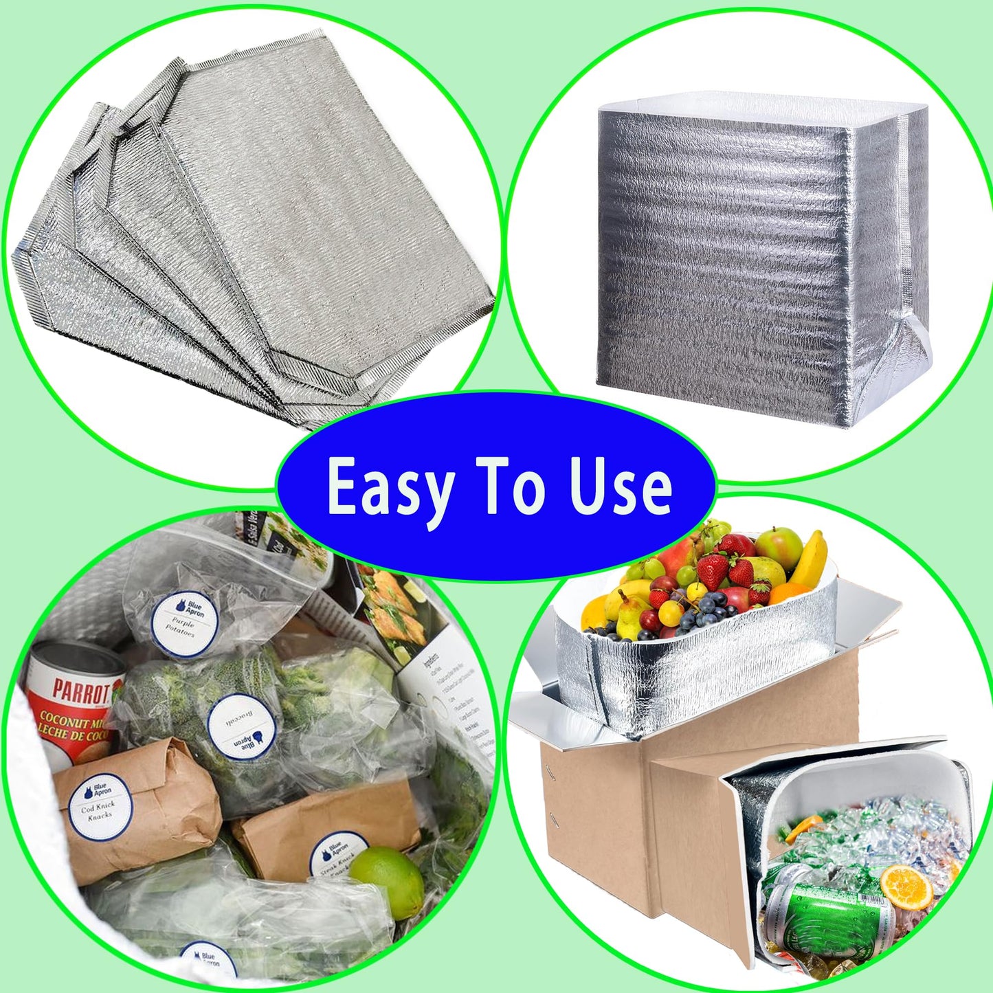 4 PACKS Reusable Insulation Bags Thermal Box Liners ,14 x 9.2 x 13.2 in Foil Thermal Box Liners for Takeaway packing insulation， Lunch Box Shopping Bag Insulation Lining Waterproof Insulation Package