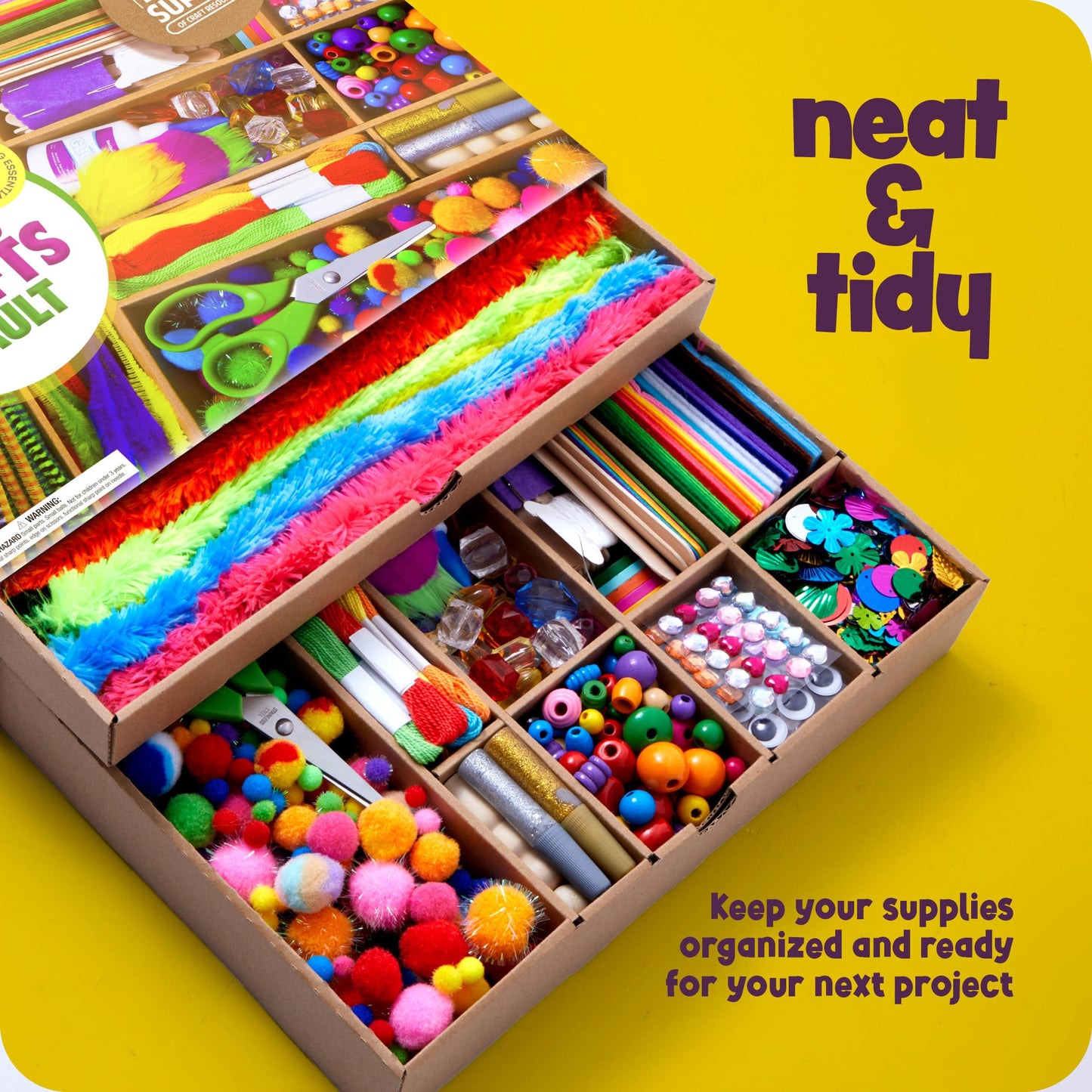 Arts and Craft Kit Vault - 1000+ Piece Crafts Kit Library in a Box for Kids Ages 8 9 10 11 & 12 Year Old Girls & Boys - Crafting Supplies Set Kits - Gift Ideas for Preschool Kids Project Activity