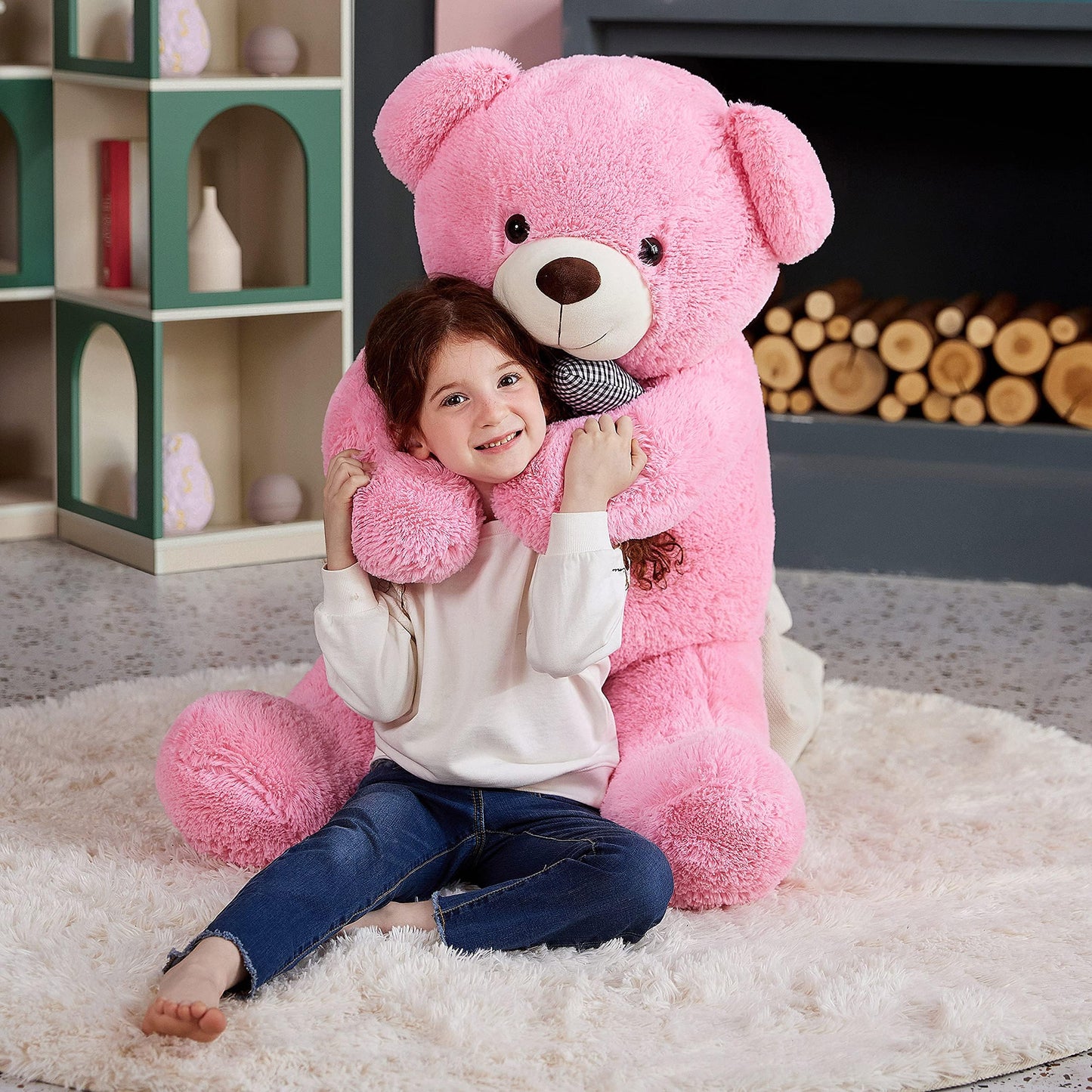 EARTHSOUND Giant Teddy Bear Stuffed Animal,Large Plush Toy Big Soft Toys,Huge Life Size Jumbo Cute Oversized Fat Bears Animals,Gifts for Girls Boys Kids Girlfriend (Pink, 47 inches)