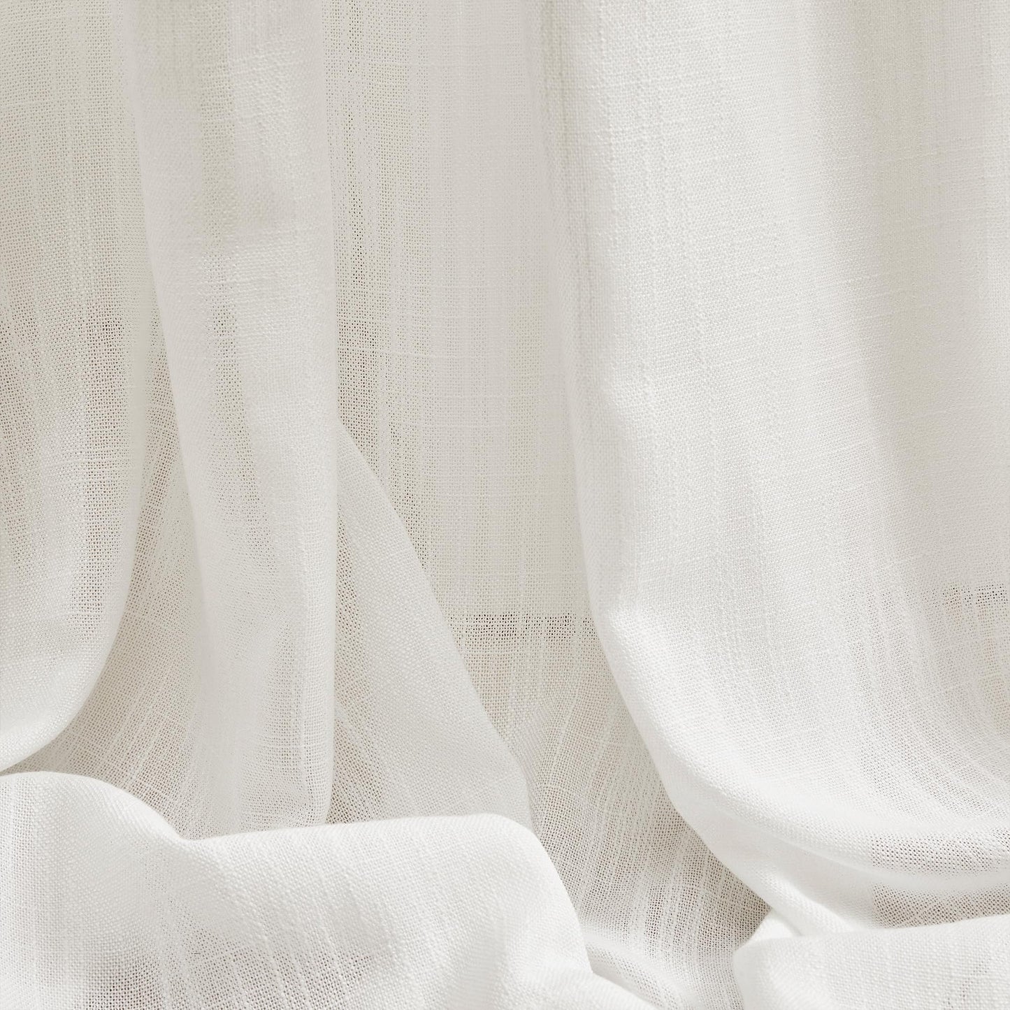 MYSKY HOME Natural Linen White Curtains 84 Inches Long, Semi Sheer Soft Cotton Window Drapes Set for Living Room Back Tab Elegant Cute Look Country Bedroom Curtains, 50" x 84", Beige, 2 Panels