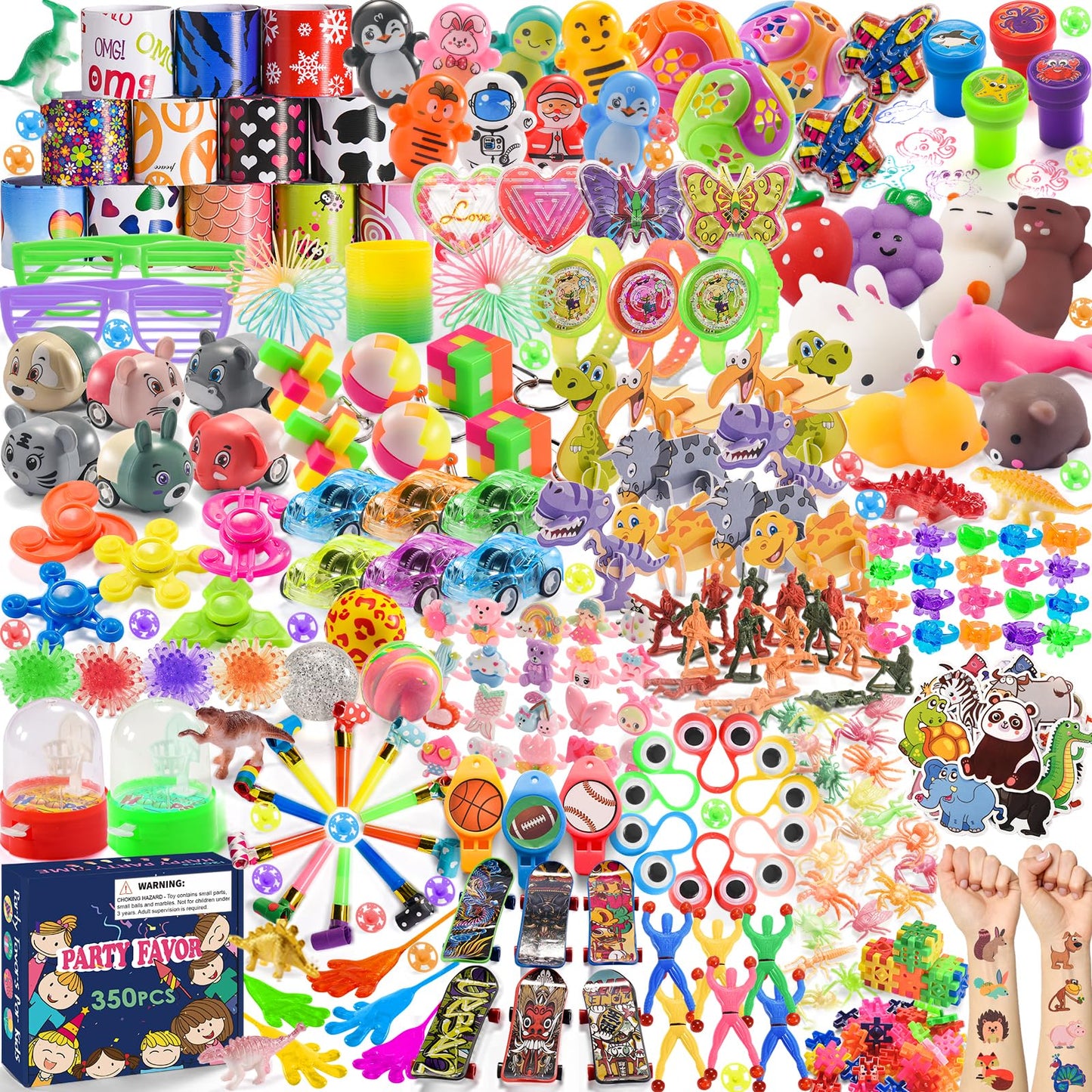 350 Pcs Bulk Party Favors for Kids Ages 3-6 6-8 8-12, Pinata Filler & Goodie Bag Stuffers, Treasure Chest Prizes for Classroom, Birthday Party Supplies Toys for Boys & Girls Christmas, Valentine Gifts