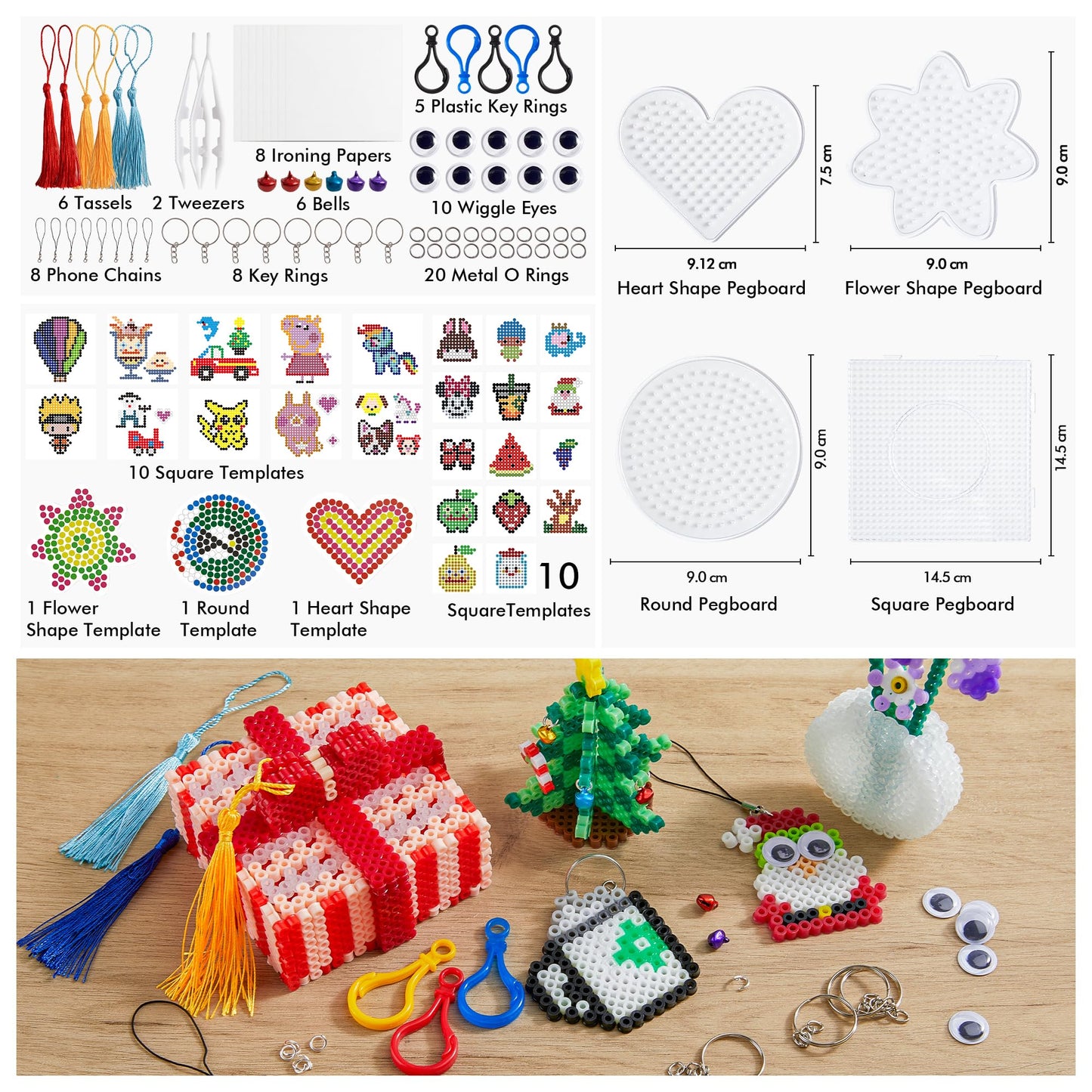 Fuse Beads, 21,000 pcs Fuse Beads Kit 22 Colors 5MM for Kids, Including 8 Ironing Paper,48 Patterns, 4 Pegboards, Tweezers, Beads Compatible Kit by INSCRAFT