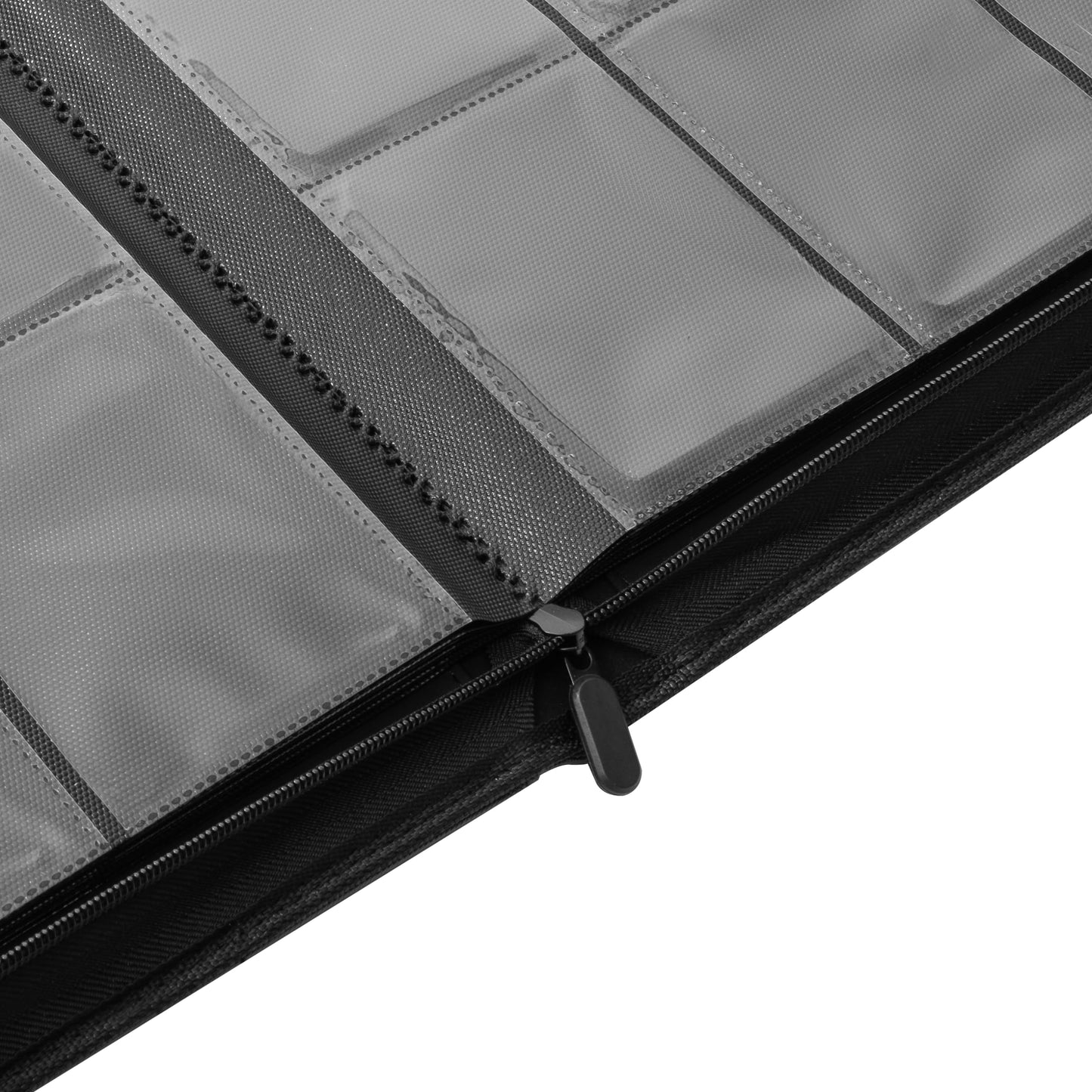 Onyx Toploader Binder 9-Pocket 288 Toploaders - 16 Ringless Double Sided Pages for Cards in 3" x 4" Top Loaders - 9 Pocket Side Loading Pages for Trading or Sports Card Storage - Zipper (Black)