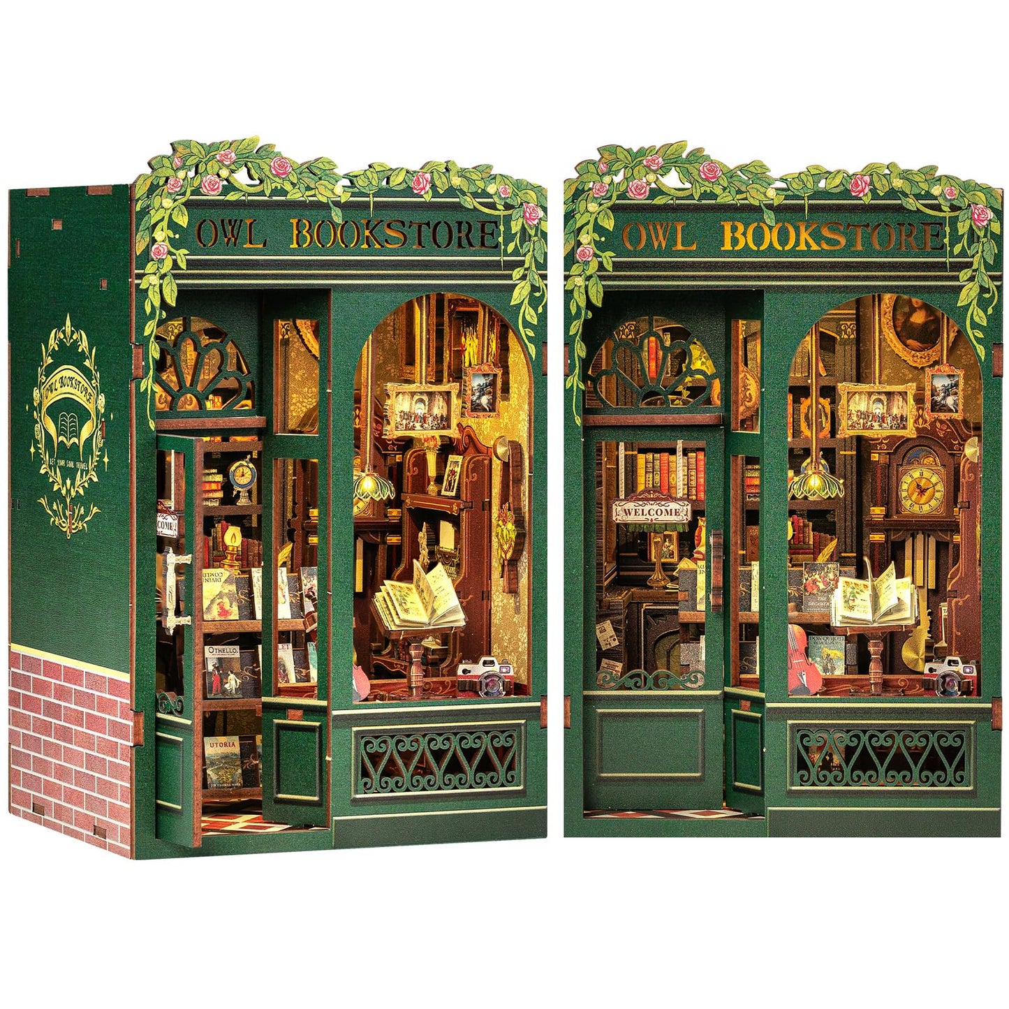 Cutefun Book Nook Kit, DIY Miniature House Kit for Bookshelf Decor, Book Nook Kits for Adults & Beginners, 3D Wooden Puzzle Dollhouse, Ideal Gift for Family and Friends - Owl Bookstore