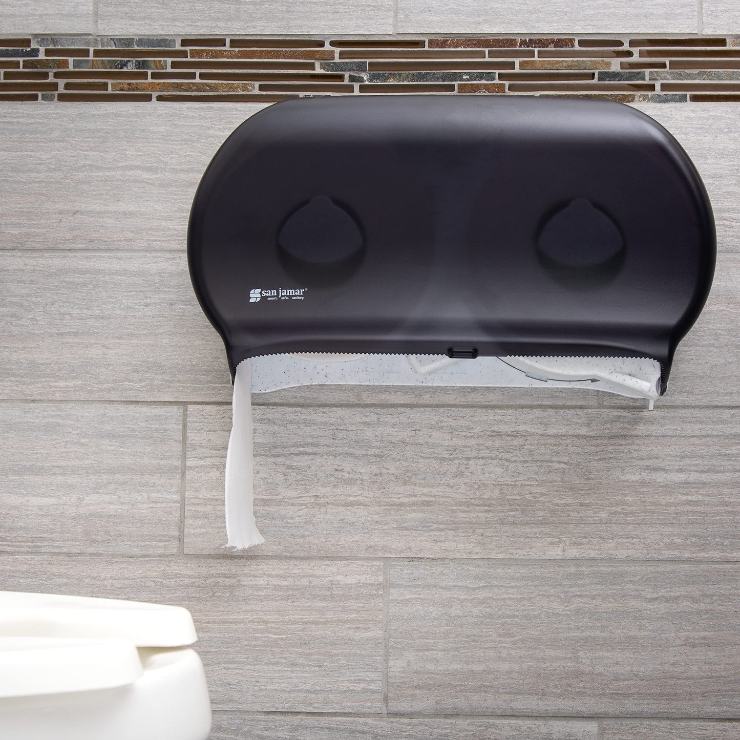 San Jamar R4000TBK Twin 9" Jumbo Tissue Dispenser, Black Pearl