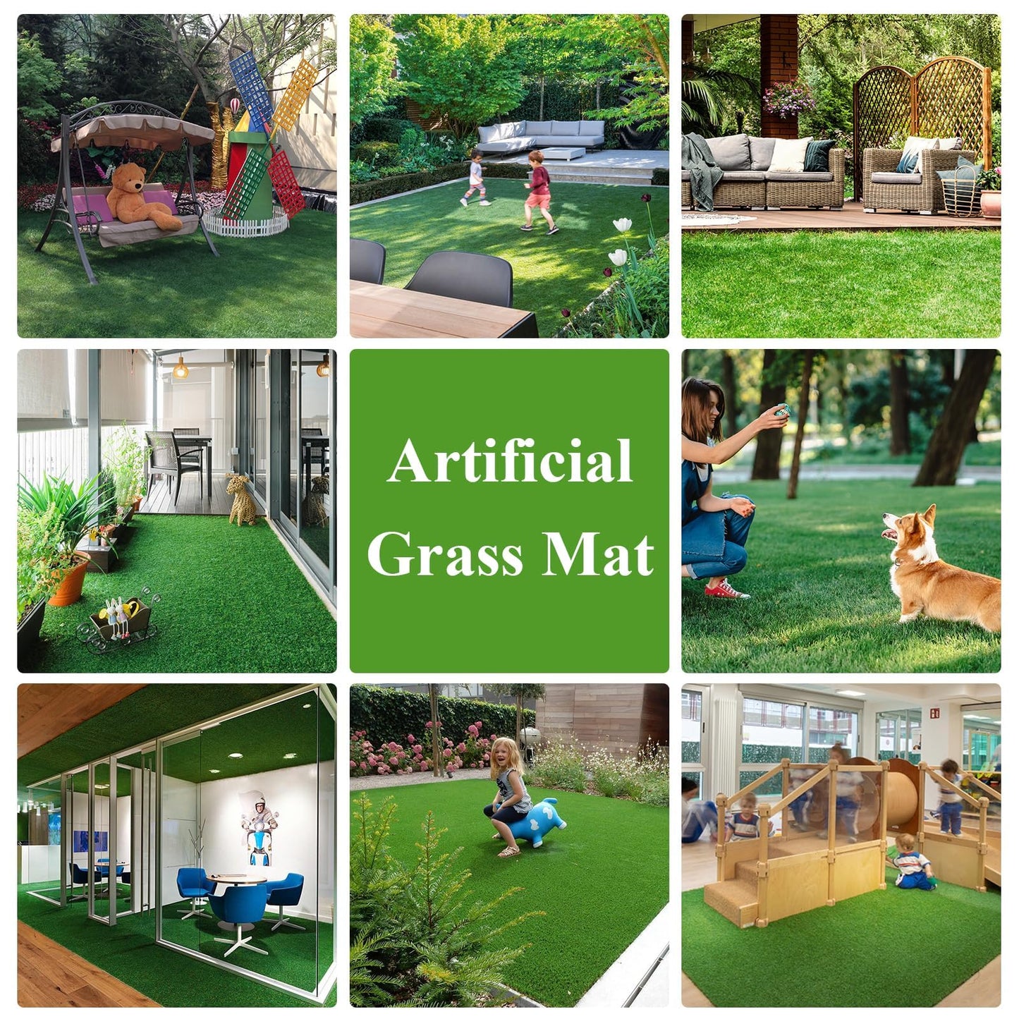 HEBE Artificial Grass Turf Rug 3 x 5 Ft Indoor Outdoor Grass Door Mat Realistic Grass Patch Dog Pee Pads Potty Training Rug with Drainage Holes Turf Carpet for Dogs Pets Patio Backyard