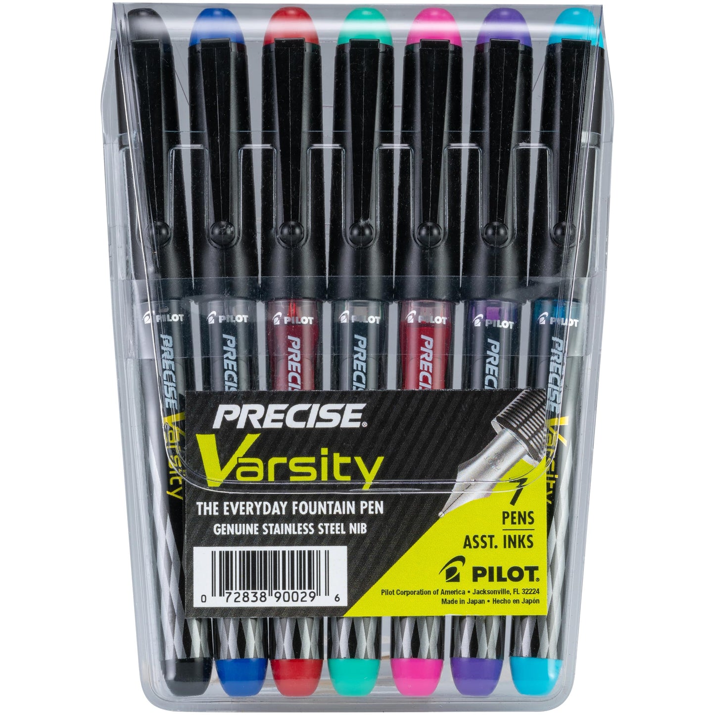 Pilot Varsity Disposable Fountain Pens, 7-Pack Pouch, Assorted Color Inks -90029