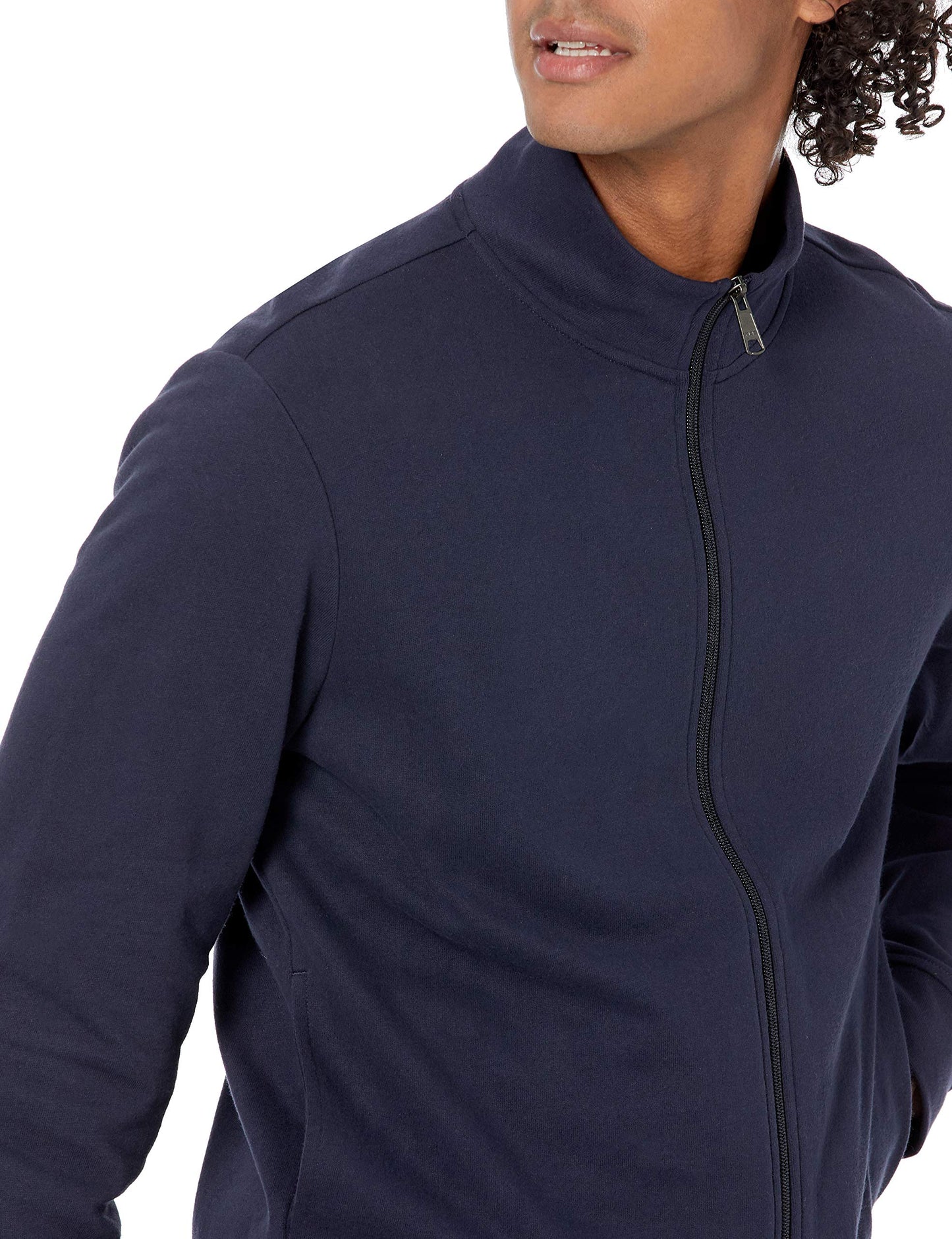 Amazon Essentials Men's Lightweight French Terry Full-Zip Mock Neck Sweatshirt, Dark Navy, Medium