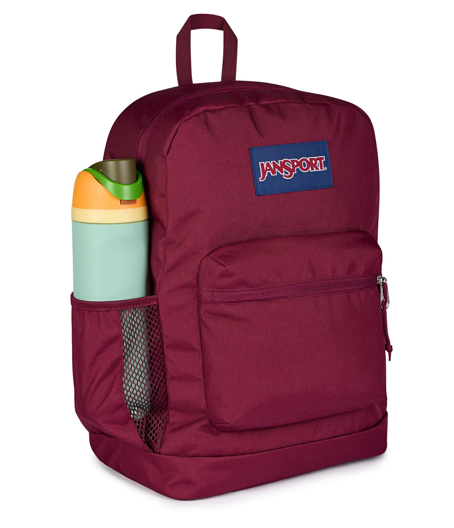 JanSport Cross Town Plus Backpack - Large Main Compartment, Side Water Bottle Pocket, 15-Inch Padded Laptop Sleeve - Cherry Lacquer