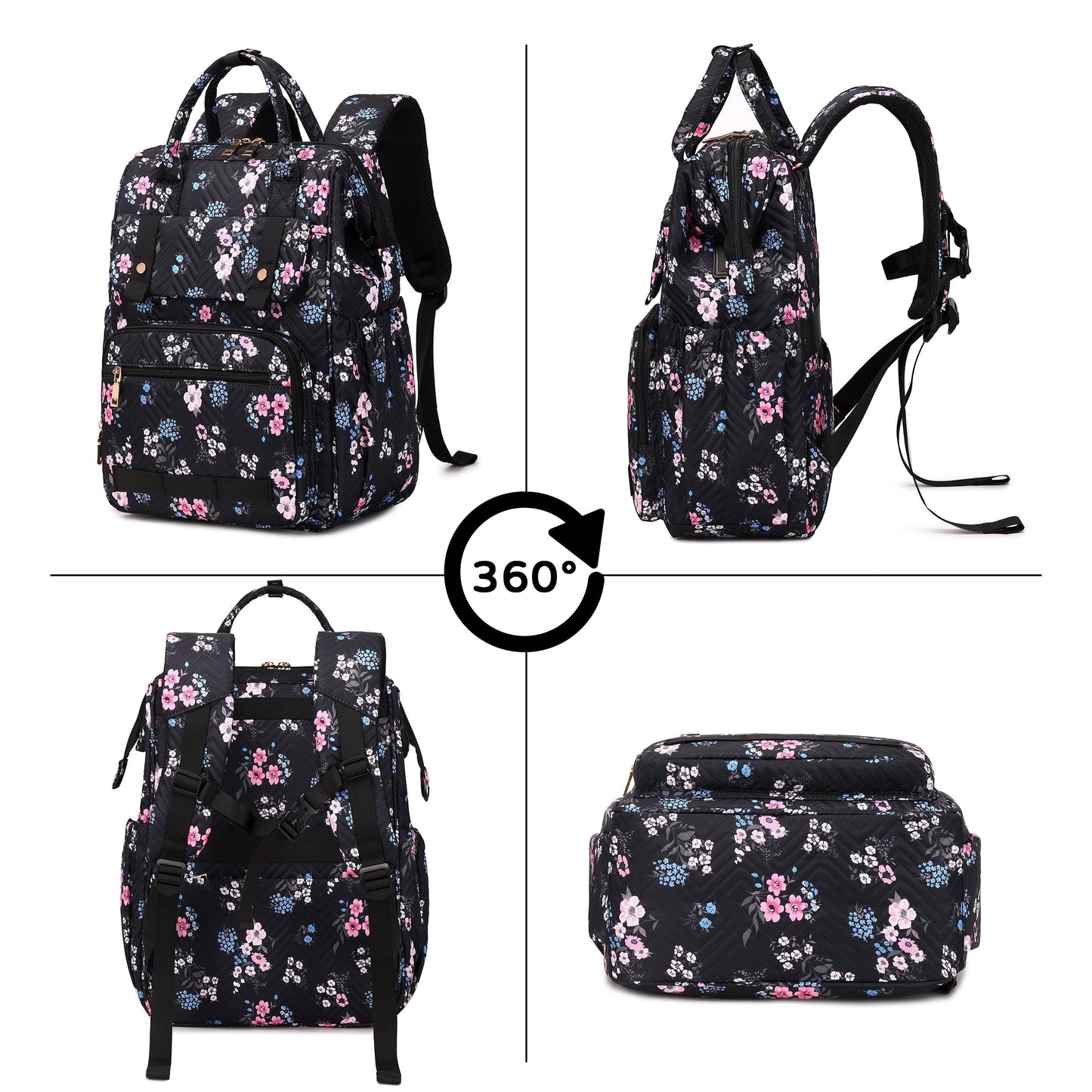 Laptop Backpack for Women College School Backpacks Purse Womens Work Business Bag Travel Daypack Teens Girls Bookbags (Black-1)