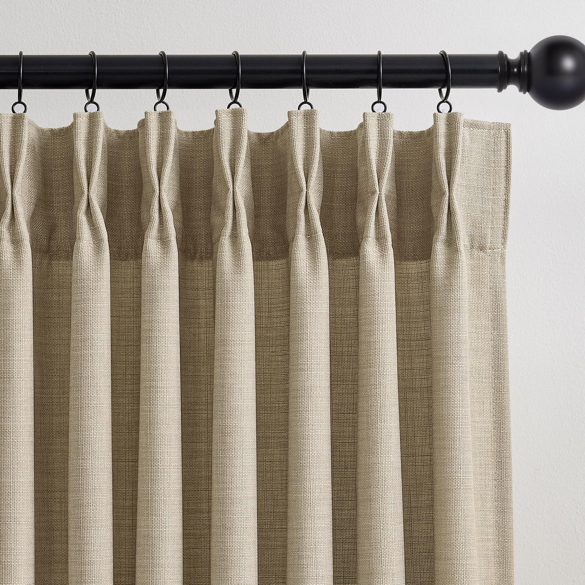Pinch Pleated Curtains 84 Inch Length 2 Panels for Living Room Neutral Textured Pinch Pleat Curtains Cream Light Filtering Pleated Drapes 84 Inches Long Back Tab Hooks Clips Rings 40 Wx84 L Oatmeal