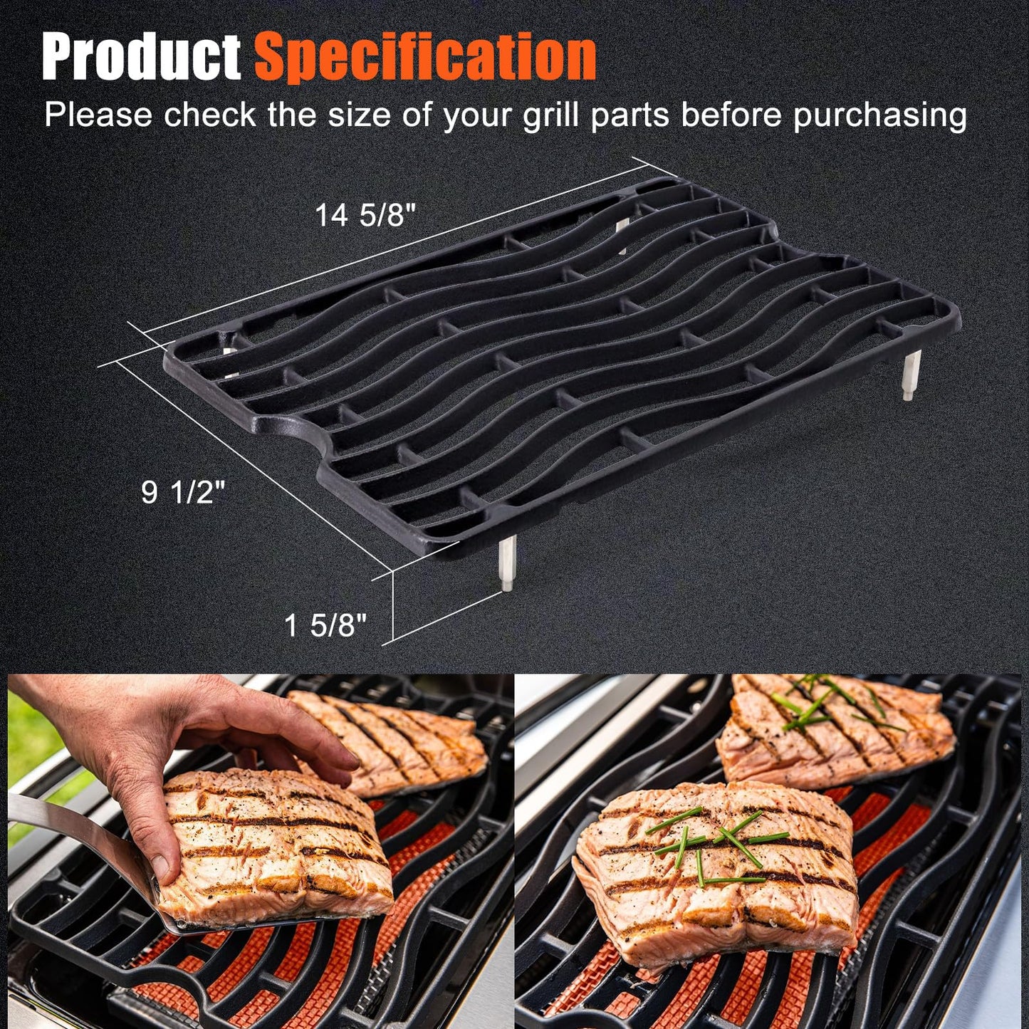 Criditpid Barbecue Replacement Parts for Napoleon LEX 485, S83010 Cast Iron Infrared Side Burner Grid for Prestige 450, 500, 665 Grills