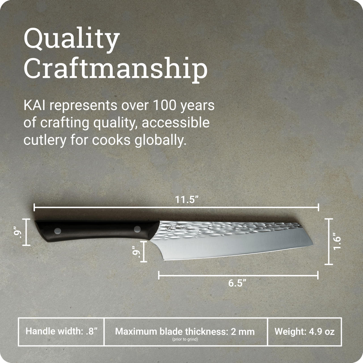 Kai PRO 6.5" Master Utility Knife, Hand Sharpened Japanese Kitchen Knife, Japanese AUS6M Stainless Steel Blade, Full-Tang POM Handle, NSF Certified, for Professional and Home Chefs