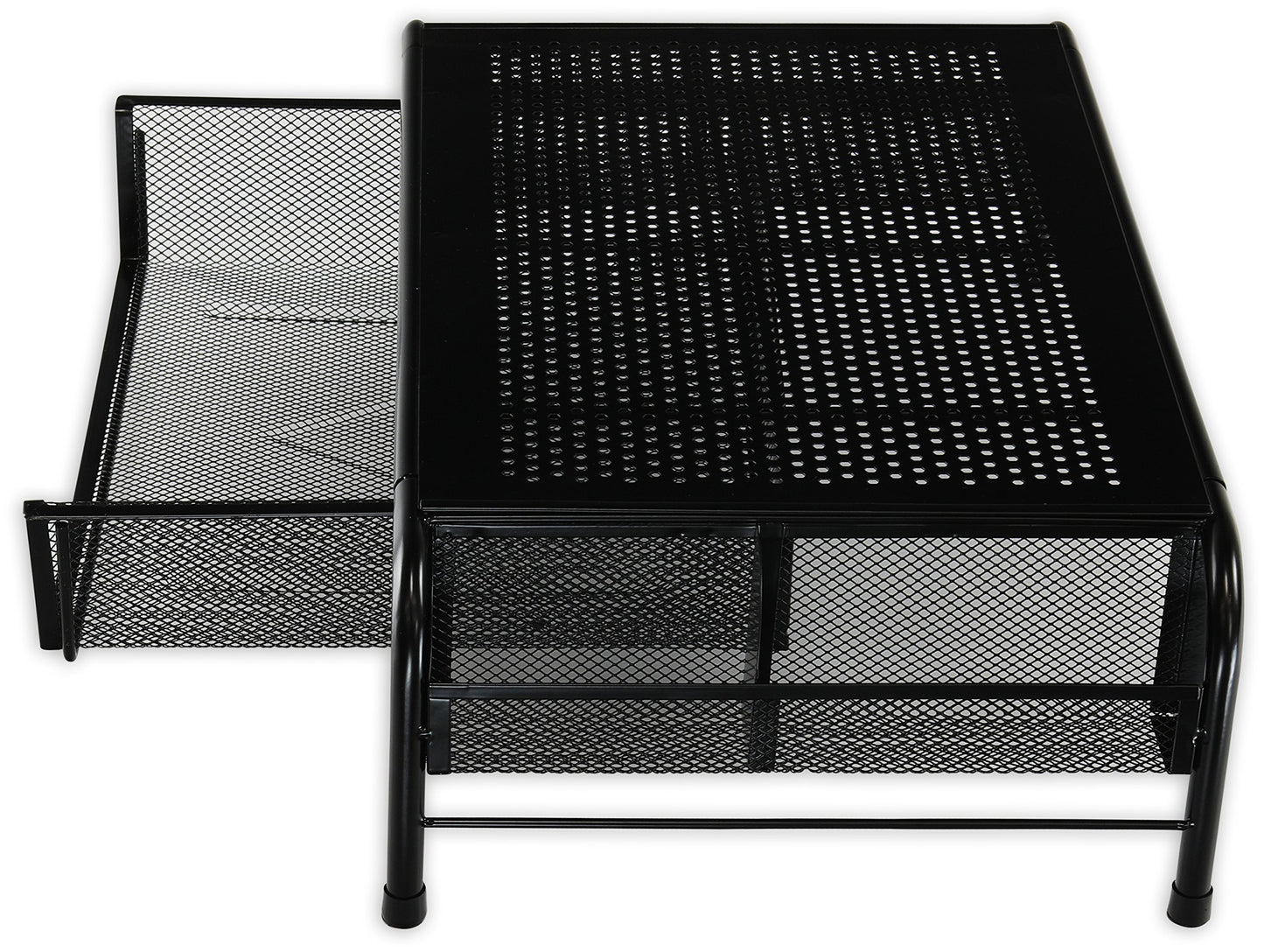 Simple Houseware Metal Desk Monitor Stand Riser with Organizer, 2 Packs, Black
