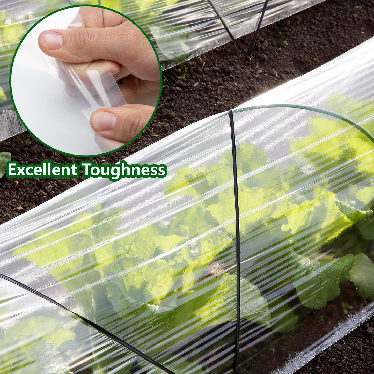 8x25ft Greenhouse Film Sheeting - Thickened Greenhouse Plastic Transparent Film - Clear Polyethylene Garden Film Cover for Farm Garden Vegetables Plants Flower