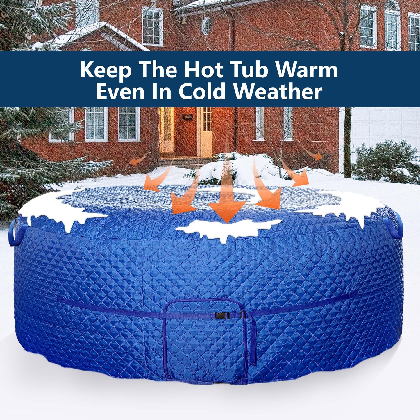 Tlswshsy 71'' x 27'' Insulated Inflatable Hot Tub Thermal Cover, Energy Efficient Hot Tub Cover with Handles and Straps, Portable Hot Tubs Spa Full Coverage for Keeping Warm and Dustproof (Blue)