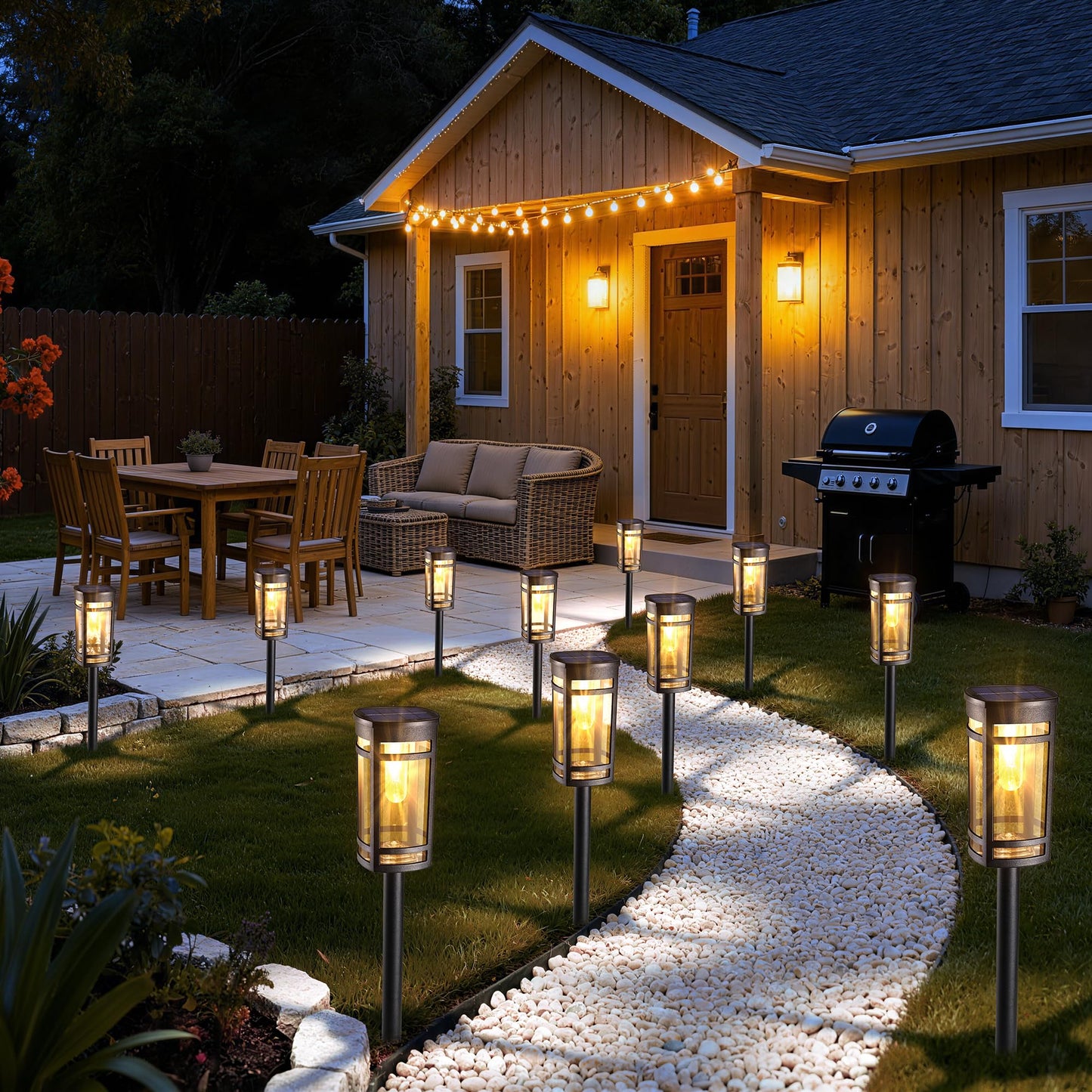 iBaycon Solar Pathway Lights, 8 Pack LED Solar Powered Garden Lights Outdoor Waterproof for Yard Path Landscape Lawn Stairway Walkway (White)
