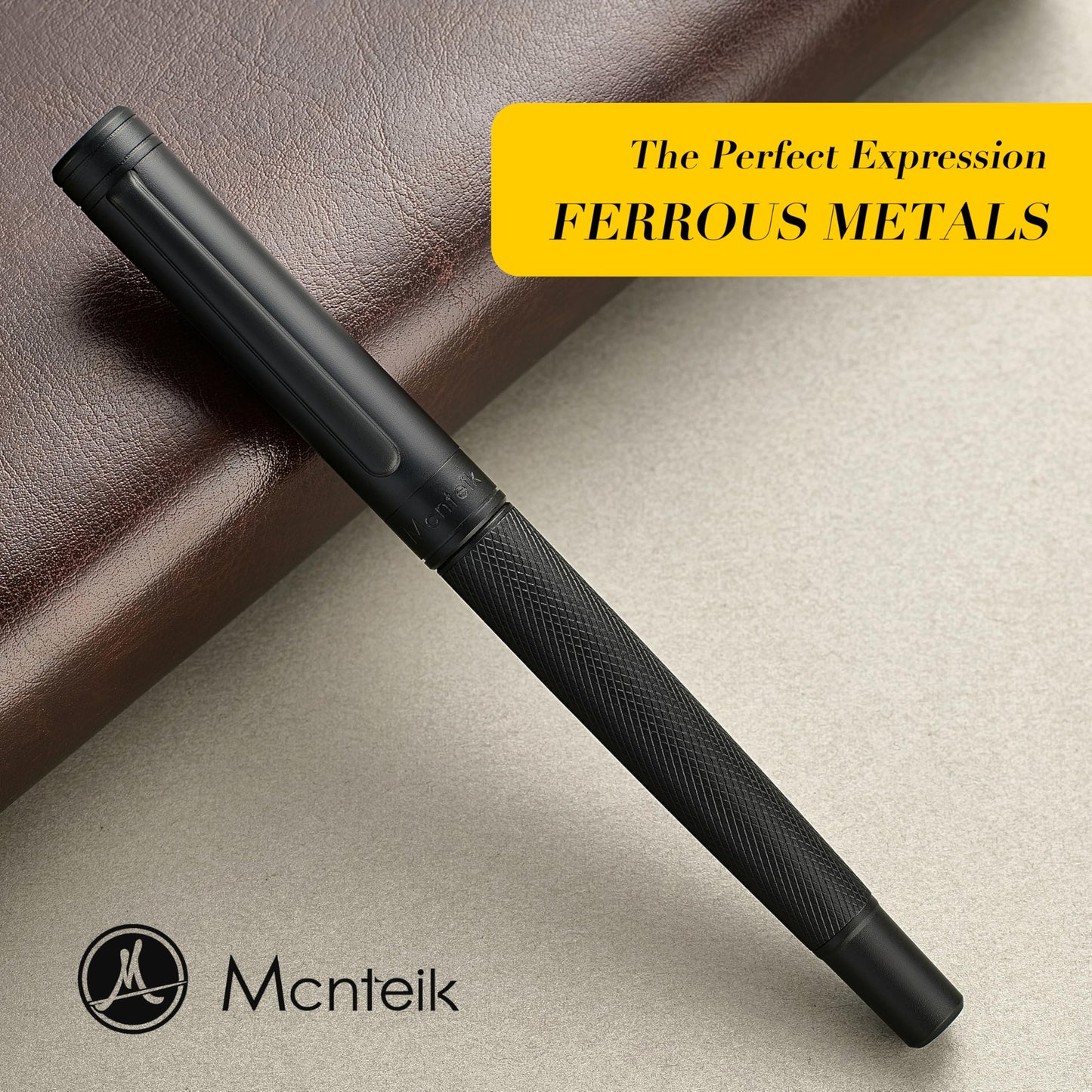 MCNTEIK Luxury Rollerball Pen with Mesh Texture, Schmidt Black Ink Refill, Executive Gift Set for Men&Women, Business Signature Pen, Executive, Office, Nice Fancy Designer Pens, Black