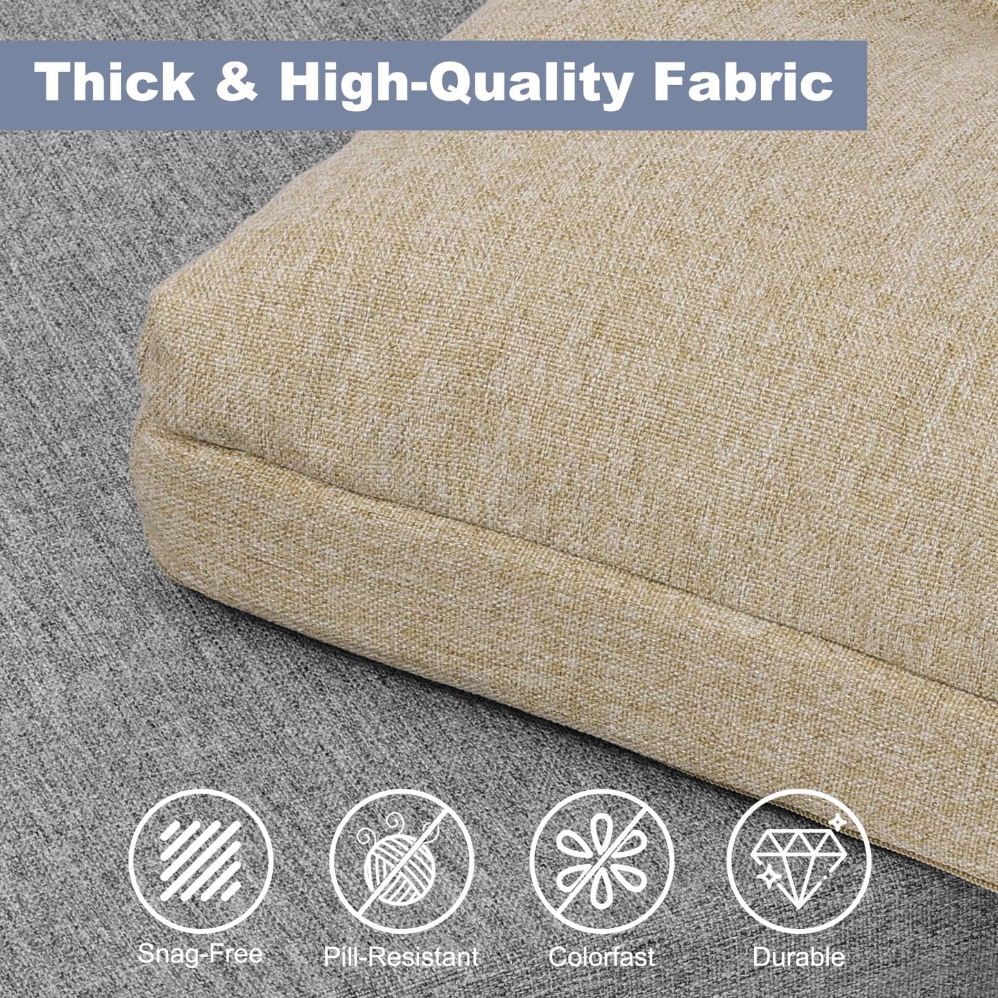 baibu 40 Inch Dual-Layer Patent Design Memory Foam Bench Cushion, Non-Slip Indoor Rectangle Bench Seat Cushion Standard Size Foam Pad with Machine Washable Cover (Beige, 40x16x3in)