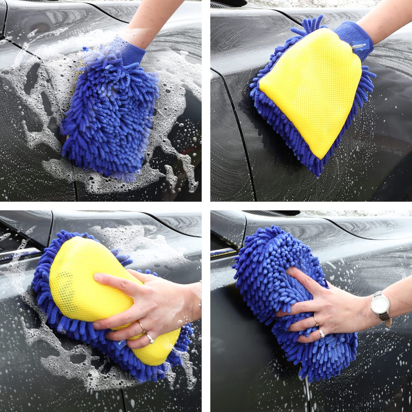 Koolatron Michelin Ultimate 11-Piece Car Wash Kit, 4.5 Gallon Bucket, Wheel Brushes, Microfibre Duster and Detailing Brush and Scrub Sponge, Applicator Pad Kit, Drying Towel, for Car, SUV, Truck