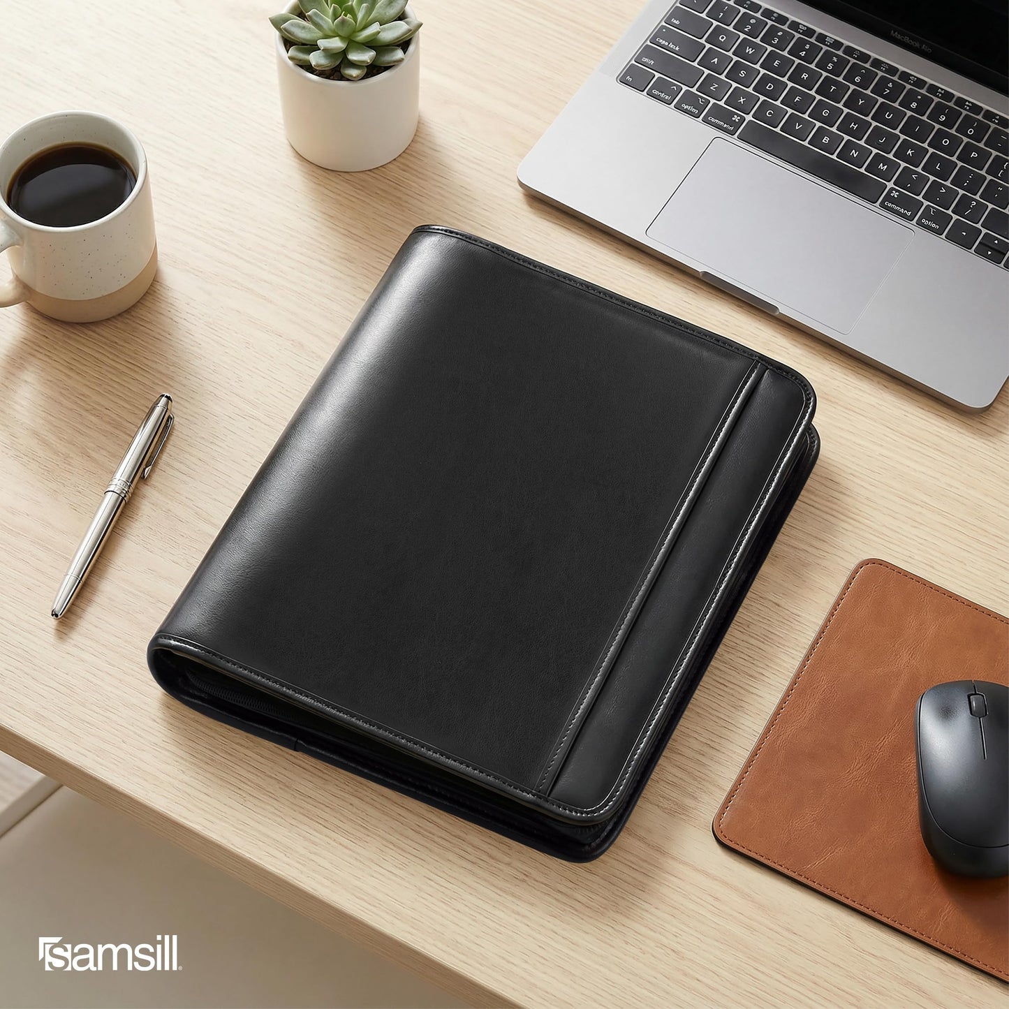 Samsill 15650 Professional 1-Inch Zipper Binder with iPad Pocket, Black