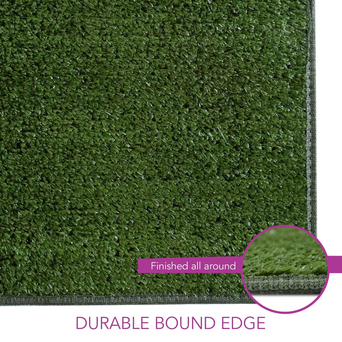 iCustomRug Indoor/Outdoor Turf Carpet & Rugs, Synthetic Grass Artificial Grass for Decks, Patios, Yards, Camping, Boats, Finished Edges with Binding Tape, 4 x 6ft in Lawn Green