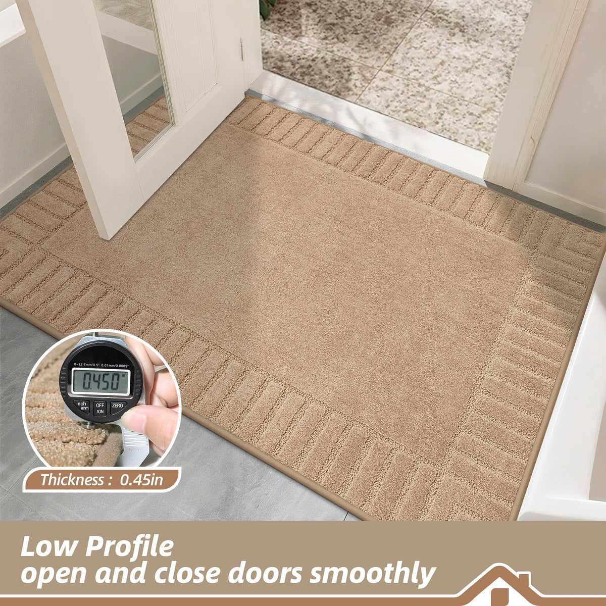 BEQHAUSE Large Door Mat Indoor, Super Absorbent Dirt Trapper Front Doormats Washable TPR Non-Slip Entrance Inside Floor Mats Rug for Entryway Pets and Dogs,32"x48", Taupe