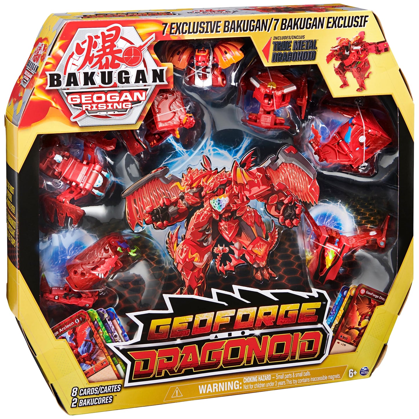 Bakugan GeoForge Dragonoid, 7-in-1 Includes Exclusive True Metal Dragonoid and 6 Geogan Bakugan Collectibles, Kids Toys for Boys
