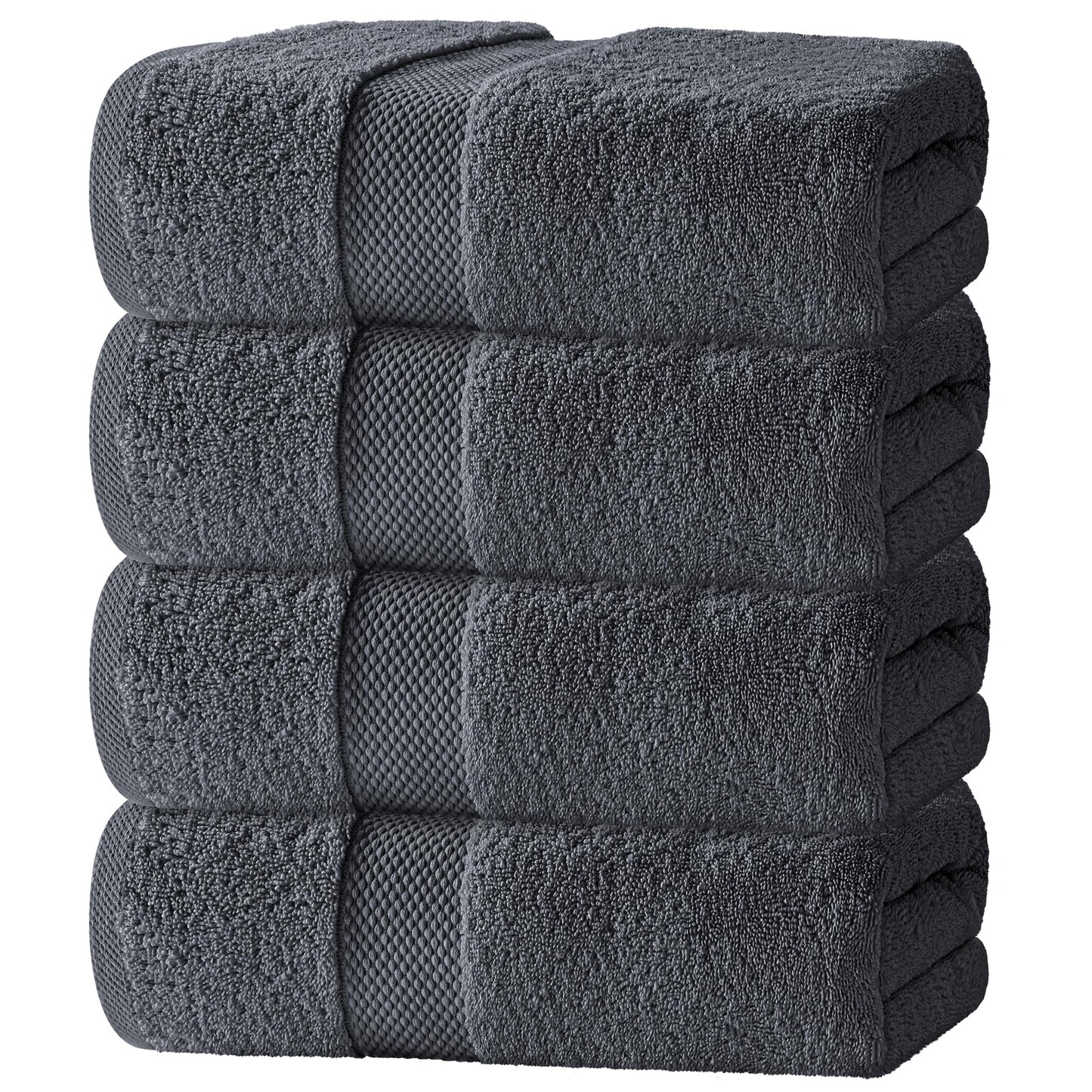 Luxury Grey Bath Towels Extra Large | 100% Soft Cotton 700 GSM Thick 2Ply Absorbent Quick Dry Hotel Bathroom Towel | 27x54 Inch | Gray | Set of 4