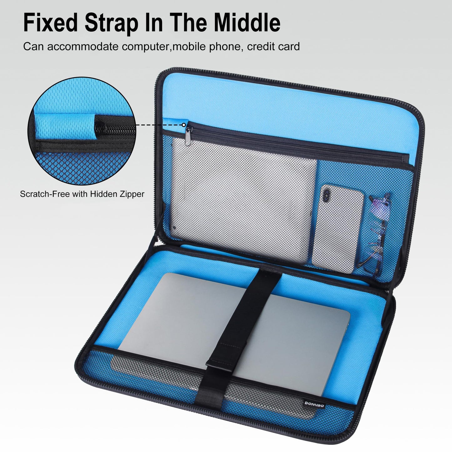 DOMISO 17-17.3 Inch Laptop Hard Case, Shockproof Waterproof Laptop Sleeve with Retractable Handle for Chromebook, HP, Acer, ASUS, Lenovo, Dell Laptop Notebook Ultrabook, Black