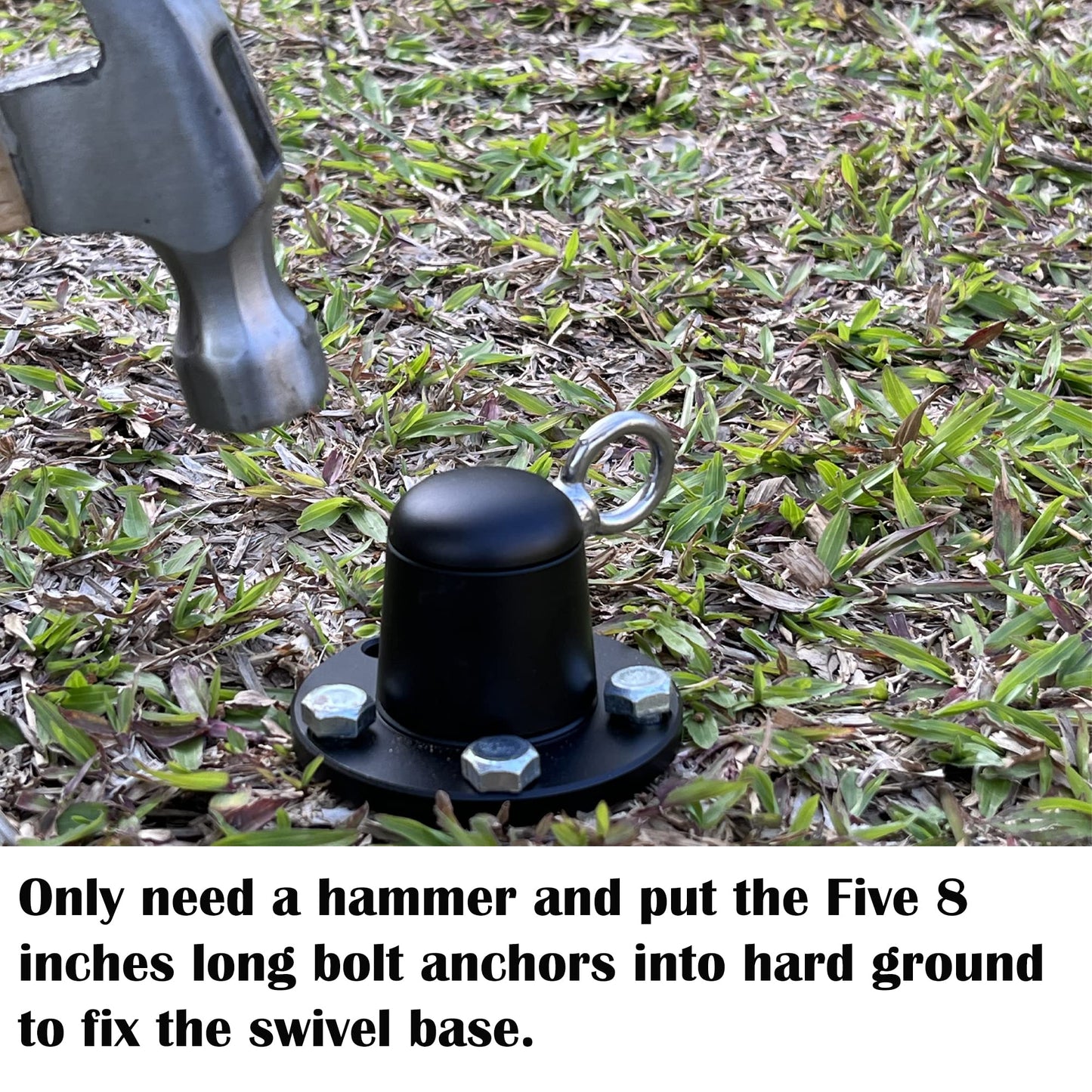Dog Tie Out Stake Anchor, 360° Swivel Dog Tie Out Cable Runner for Yard Camping (Black)