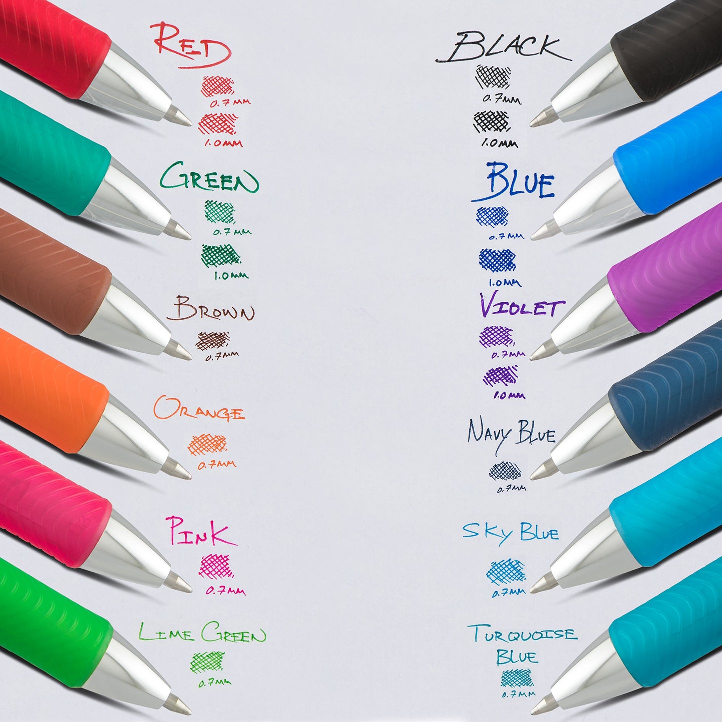 Pentel EnerGel RTX Retractable Liquid Gel Pen, (0.7mm) Medium Line, Metal Tip, Assorted Ink, 10-Pk (BL77BP10M)