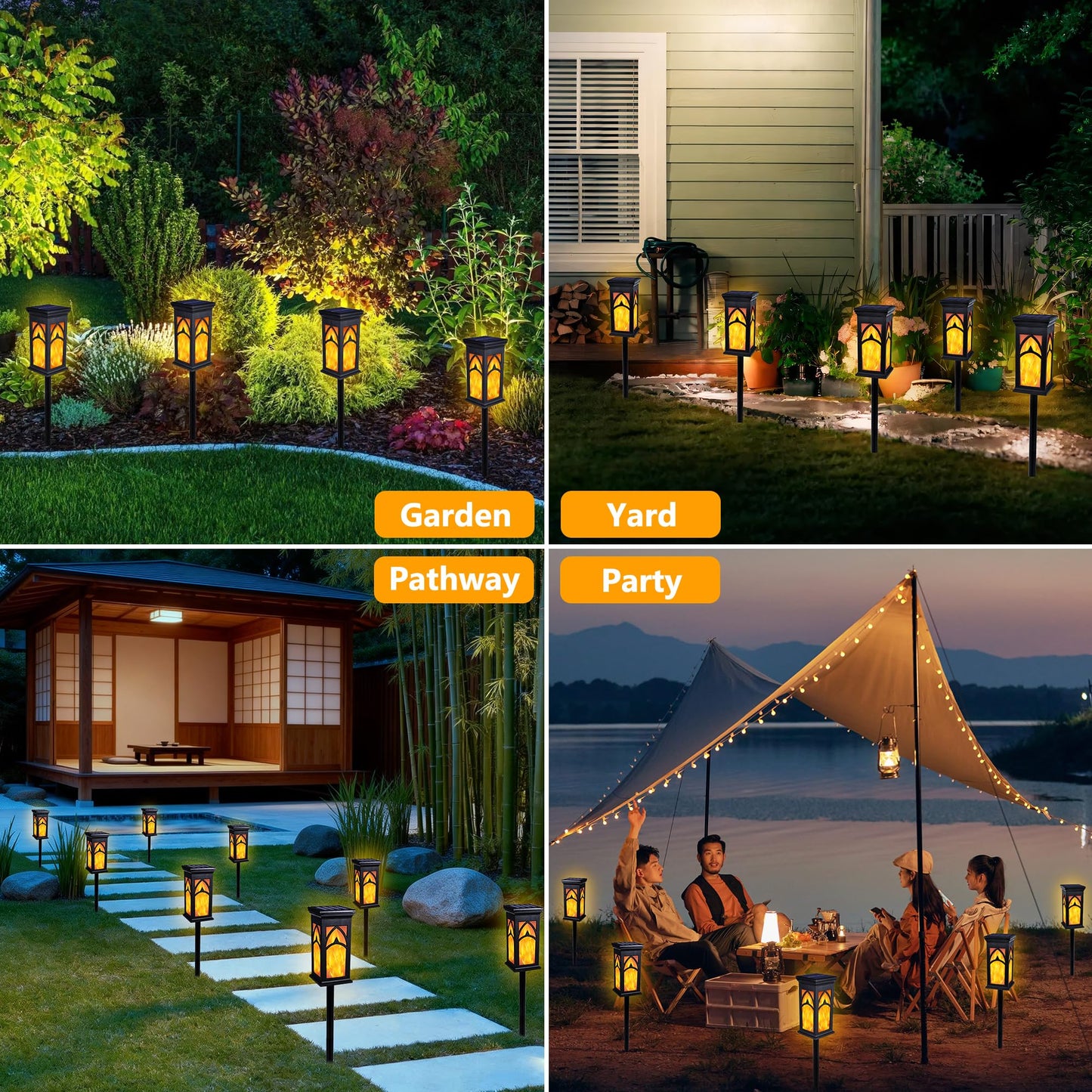 Solar Lights Outdoor, 6 Pack Solar Torch Light with Flickering Flame, Waterproof Garden Lights Outdoor Landscape Lighting, Flame Torches for Outside Patio Pathway Walkway Yard Lawn Decorations