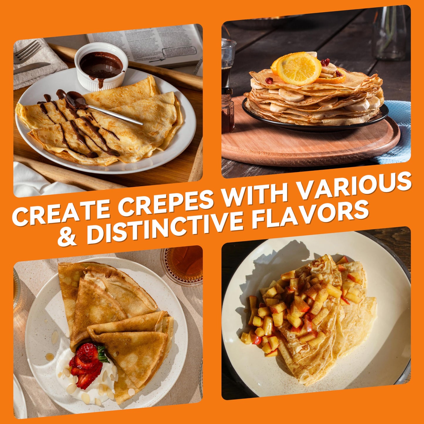 Baker's Friend Crepe Maker Machine with Auto Power Off, Portable Crepe Maker with Non Stick Dipping Plate, Automatic Temperature Control (Graphite)