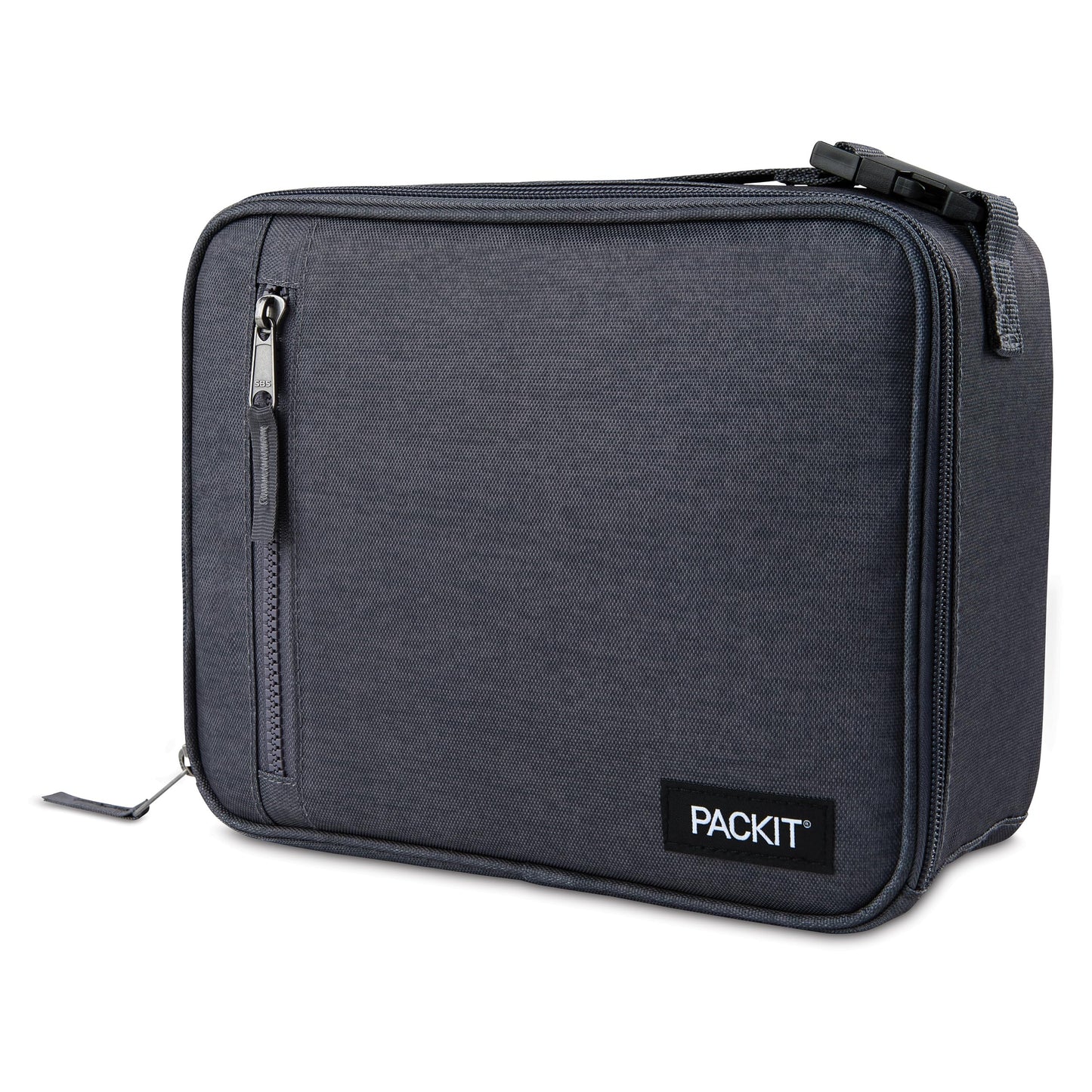 PackIt Freezable Classic Lunch Box, City Charcoal, Built with EcoFreeze® Technology, Collapsible, Reusable, Zip Closure with Front Pocket and Buckle Handle, for Work Lunch