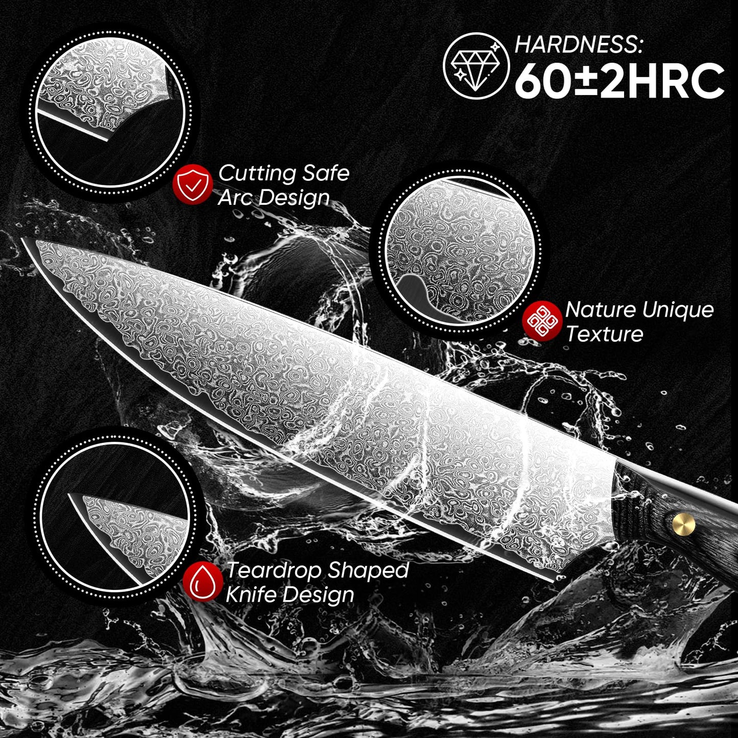 Purple Dragon Chef's Knife - Hand Forged Kitchen Knife, Full Tang Carbon Steel Chef Knife