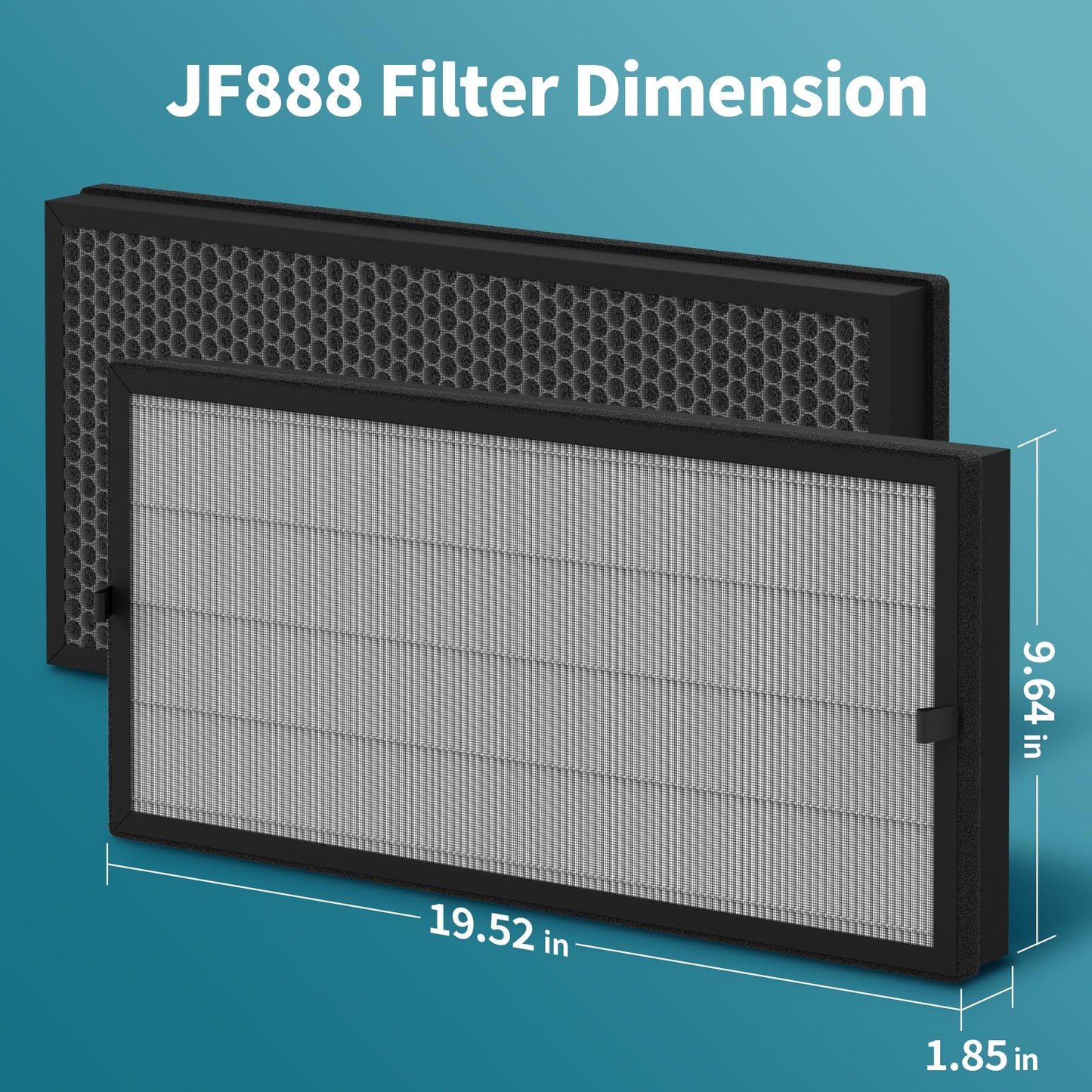 JF888 Replacement Filter, H13 True HEPA Filter with Activated Carbon, 2 Pack Original Filters