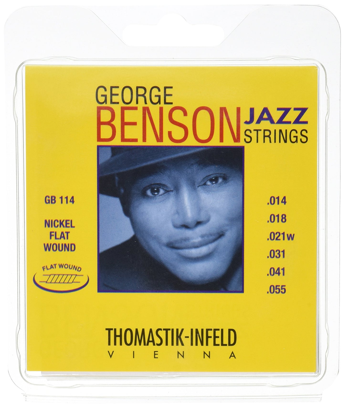 Thomastik-Infeld GB114 Jazz Guitar Strings: George Benson 6 String Set - Pure Nickel Flat Wounds E, B, G, D, A, E Set