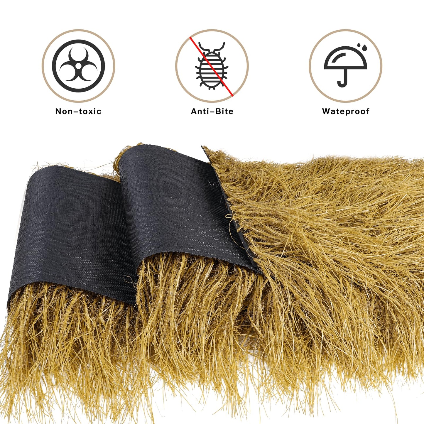 Tiki Thatch Grass Roof, Artificial Straw Roll for Tiki Bar, Garden Fence, Patio or Christmas Party Decoration, Holiday Palapa Thatch Roofing Duck Blind Grass Hay Bales (Yellow, 3 x 0.4M)
