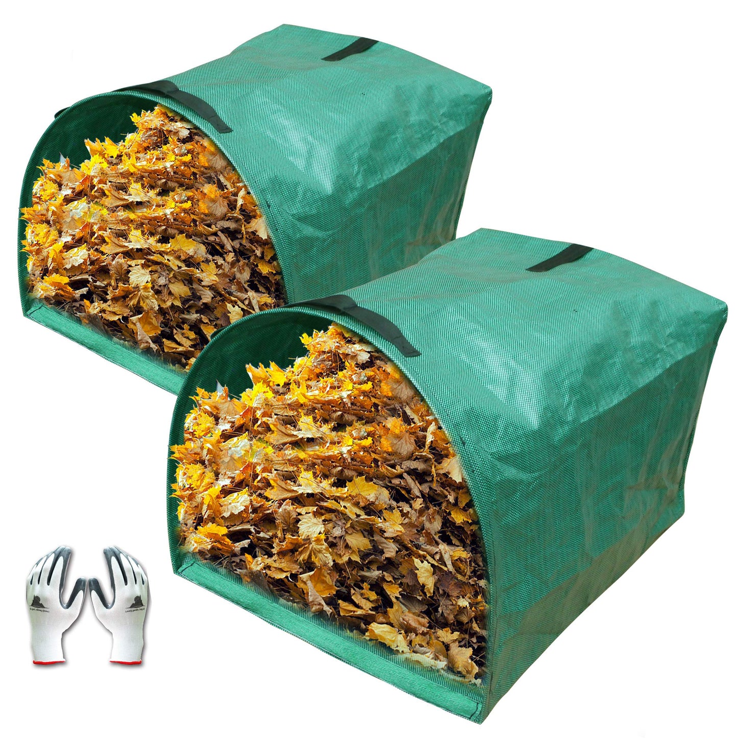 Gardzen 2-Pack 53 Gallon Dustpan-Type Yard Waste Bags, Reusable Heavy Duty Collapsible Garden Leaf Bags, Stand-Up Yard Waste Bin for Leaves, Lawn Debris & Grass Clippings