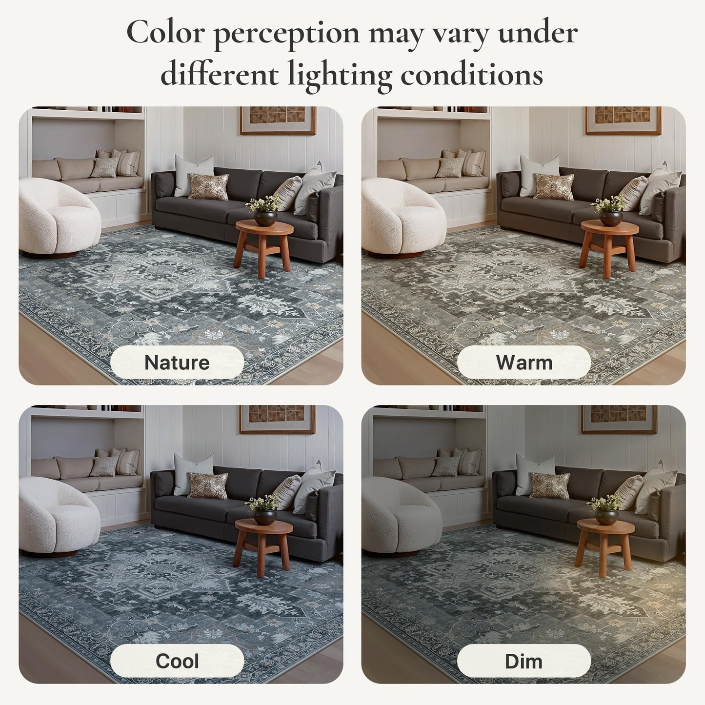 GENIMO Area Runner Rugs 2x10 for Living Room, Non-Slip Machine Washable Rug for Hallway Kitchen, Low Pile Print Rug for Bedroom Dining Room Home Office
